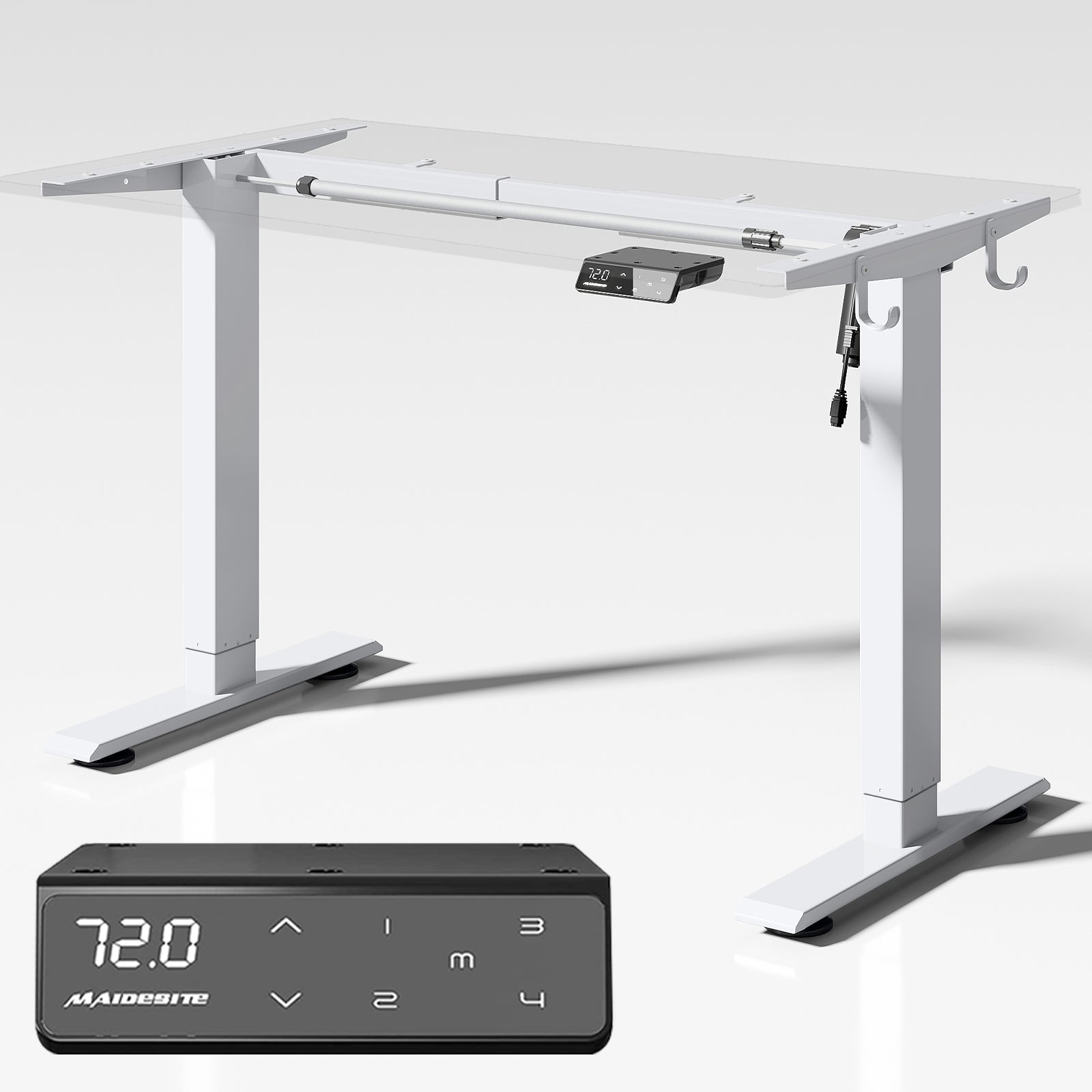 Maidesite T1 Basic - Electric Height-Adjustable Standing Desk White Frame