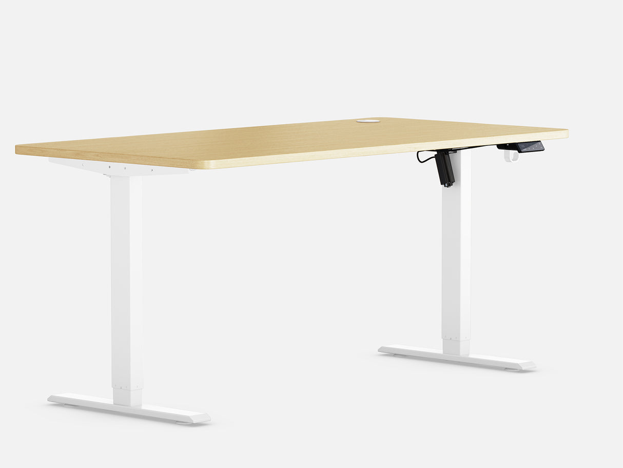 Maidesite T1 Basic height adjustable desk white and wood 140cm desktop