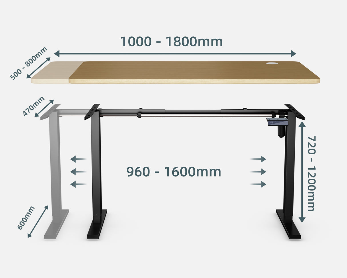 Maidesite T1 Pro - Electric Height-Adjustable Standing Desk Frame