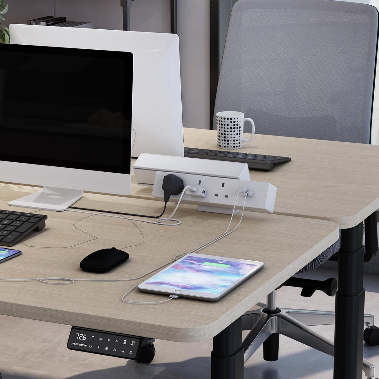 Maidesite power strip white with 5 charger plugs