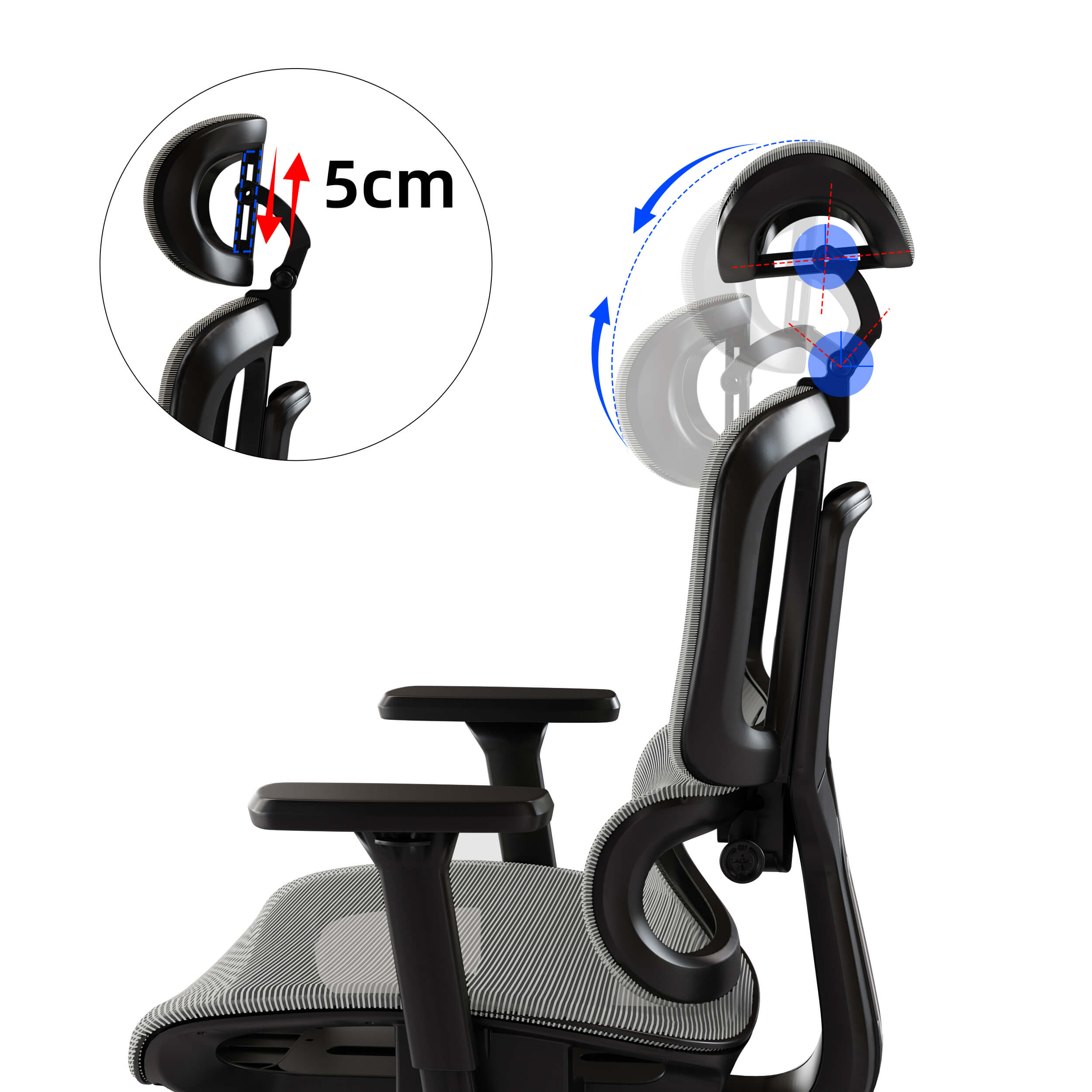 Maidesite ergonomic office chair with adjustable 2D Neck