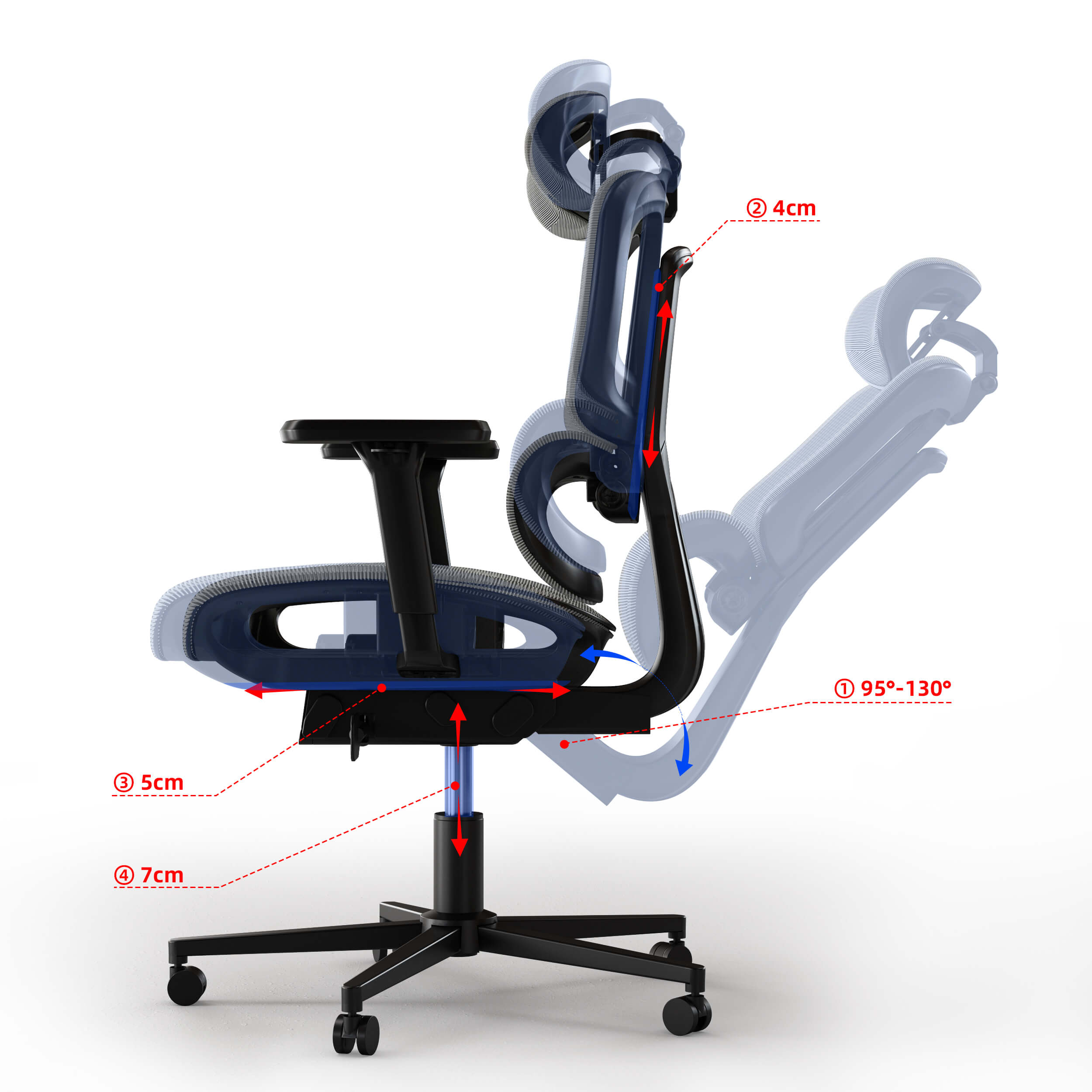 Maidesite black adjustable back support desk chair for back pain