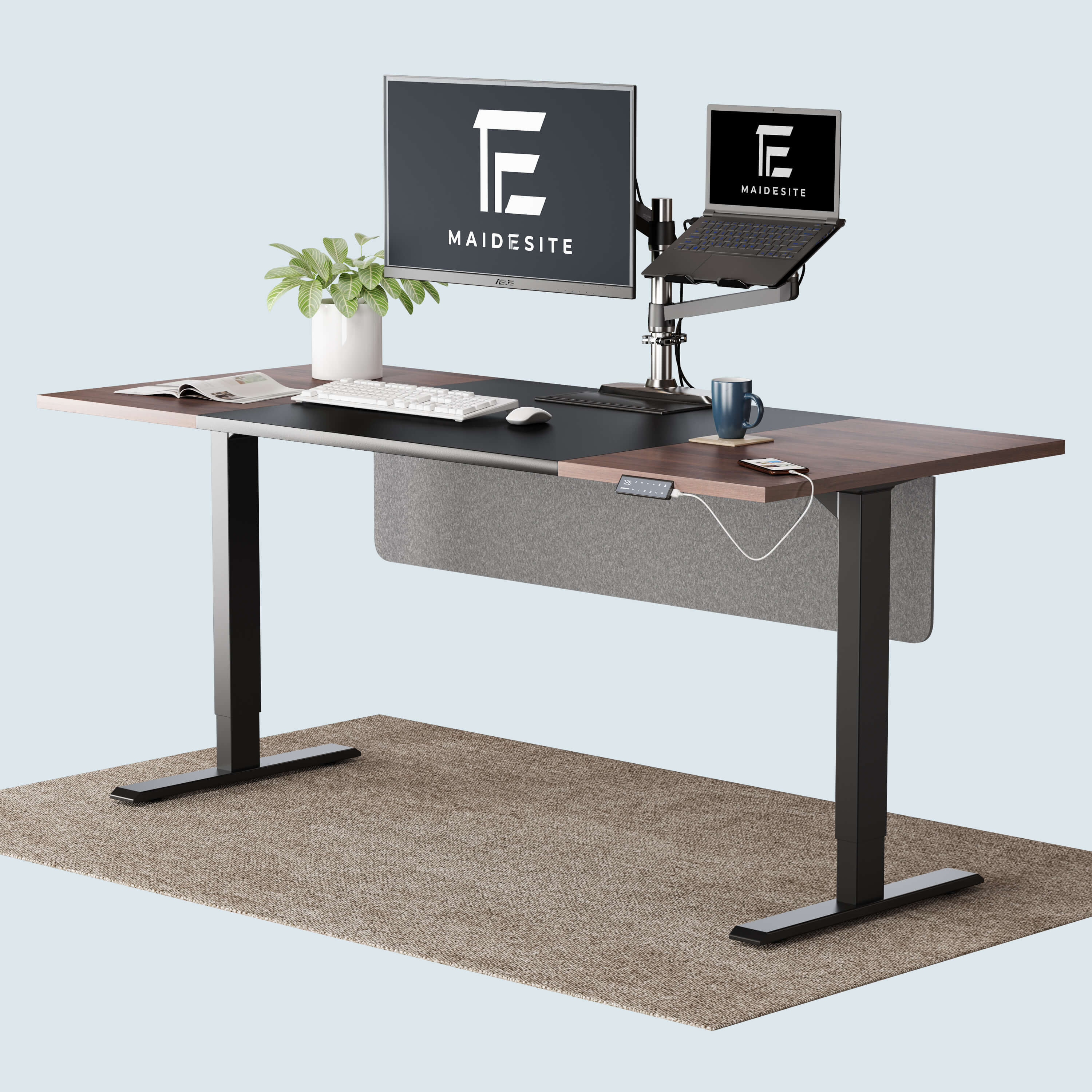 Maidesite 160cm black-walnut standing desk for comfortable home office