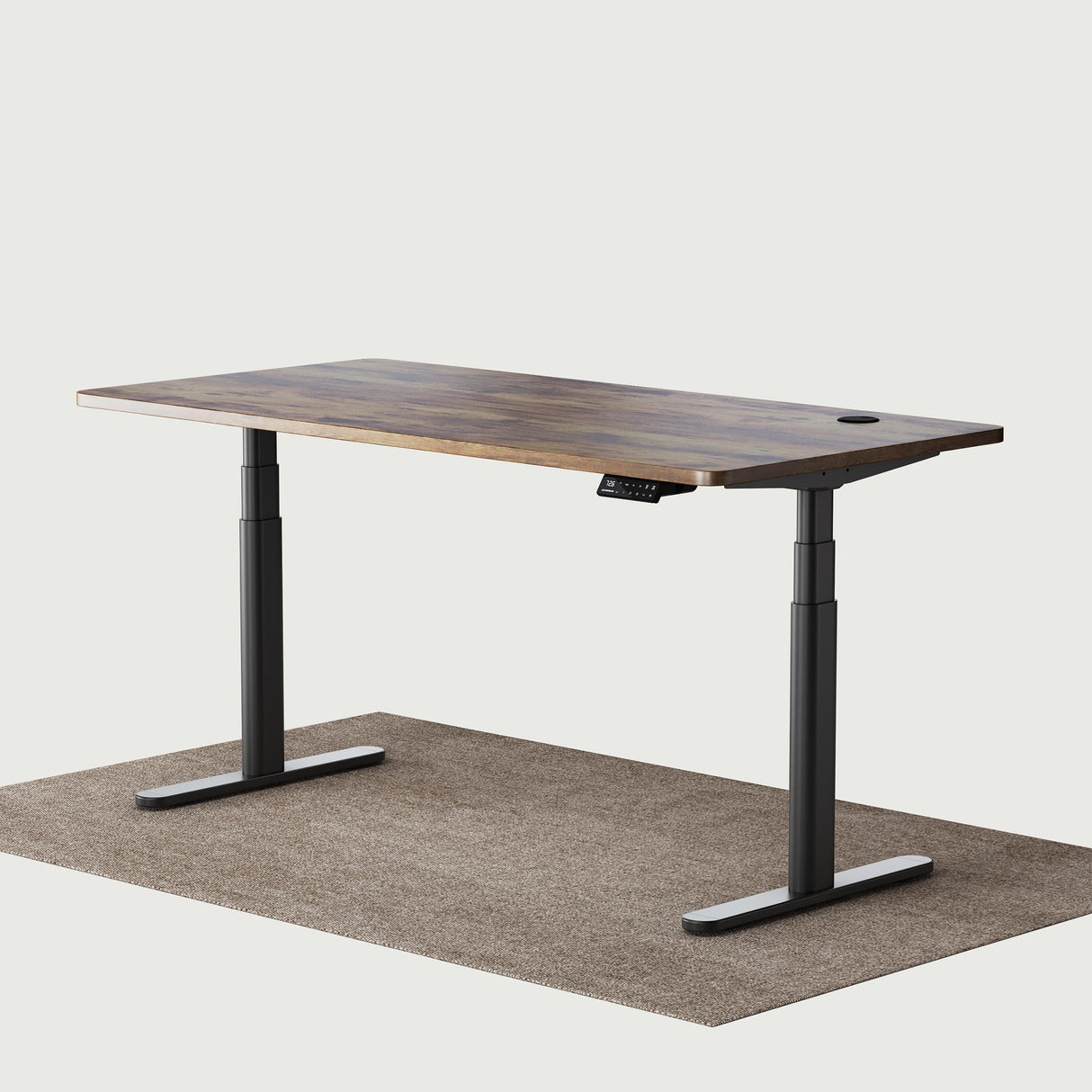 Maidesite TH2 Pro Plus black oval standing desk frame on the carpet