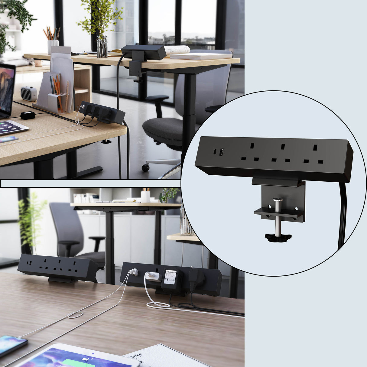 Maidesite power strip black have 5 charger sockets