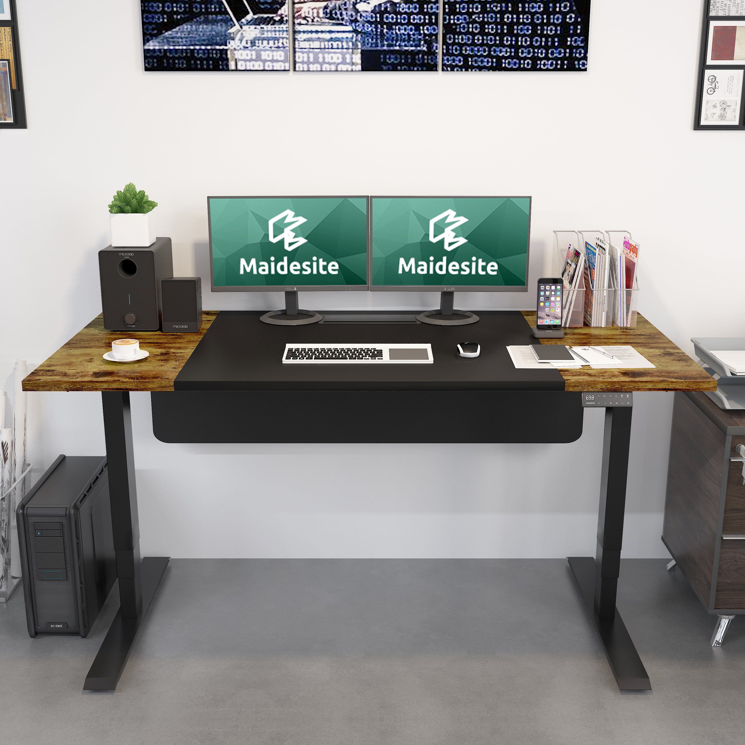 Maidesite SC2 Pro black and vintage 160cm height adjustable office supervisor desk