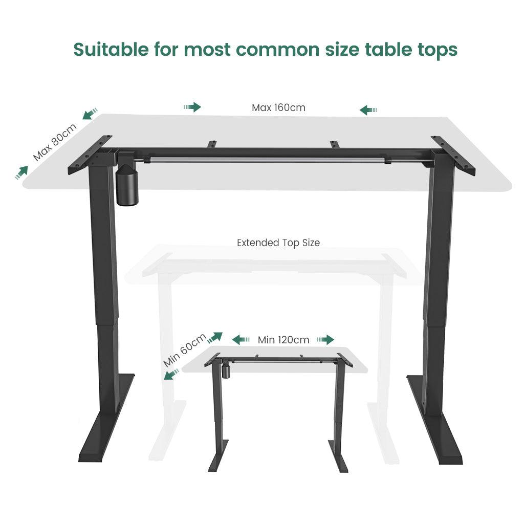 Maidesite T1 Basic Electric Standing Desk Frame is extended to supports 120-180 cm width 60-80 cm depth desktop