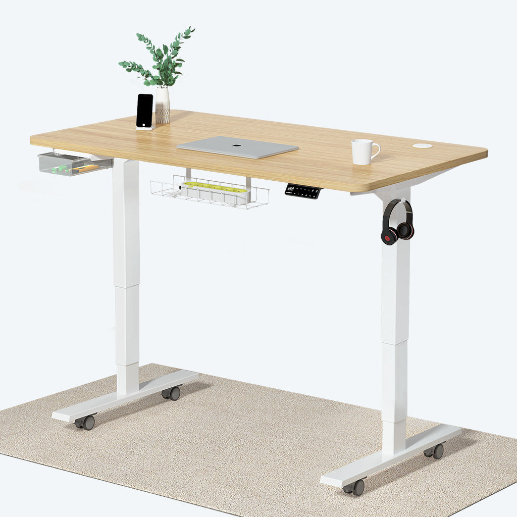 Oak 120x60x2.5cm standing desk with accessories for home and office