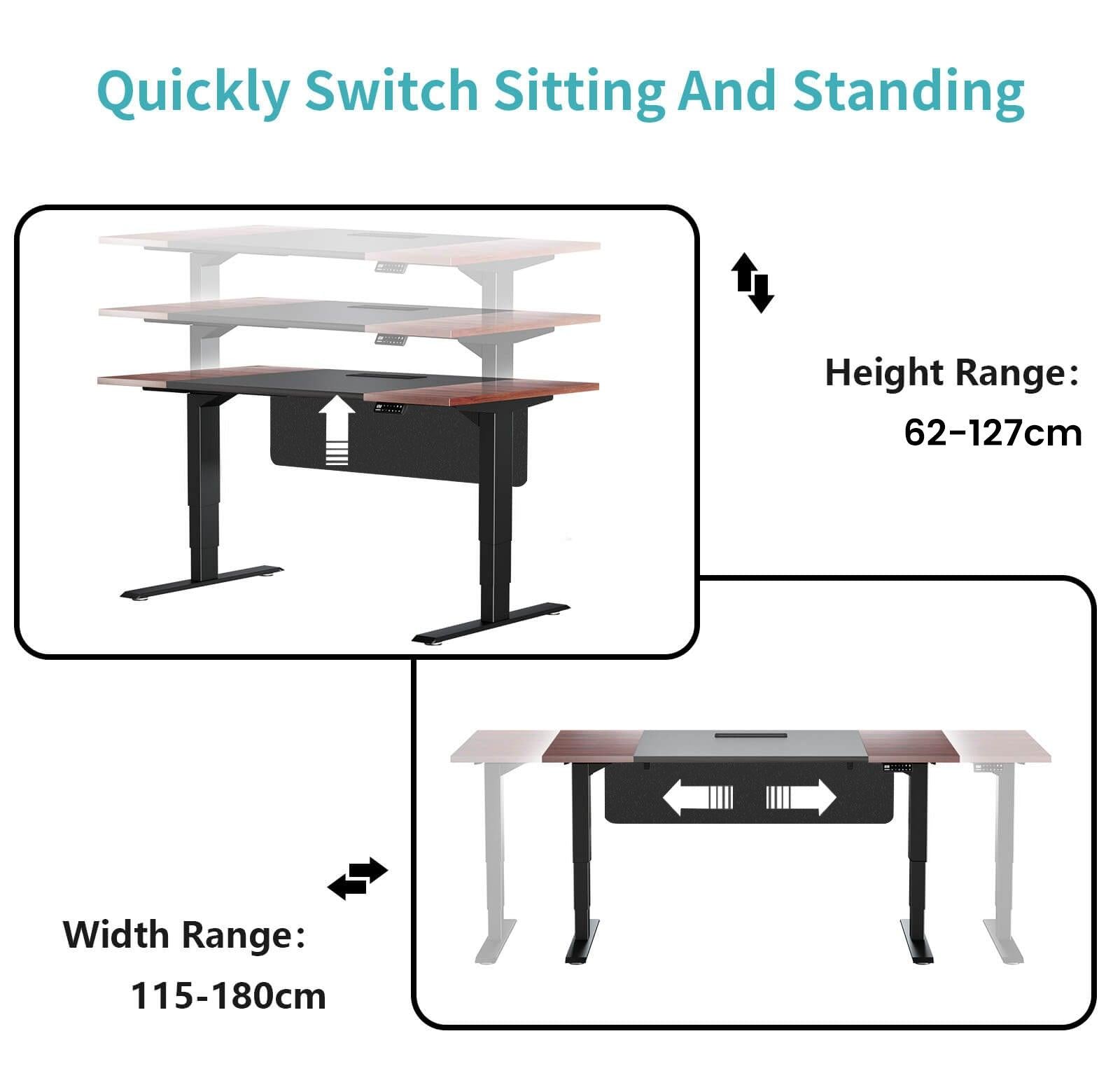 Large 180x80cm standing desk is best for 5-6.3 ft people use