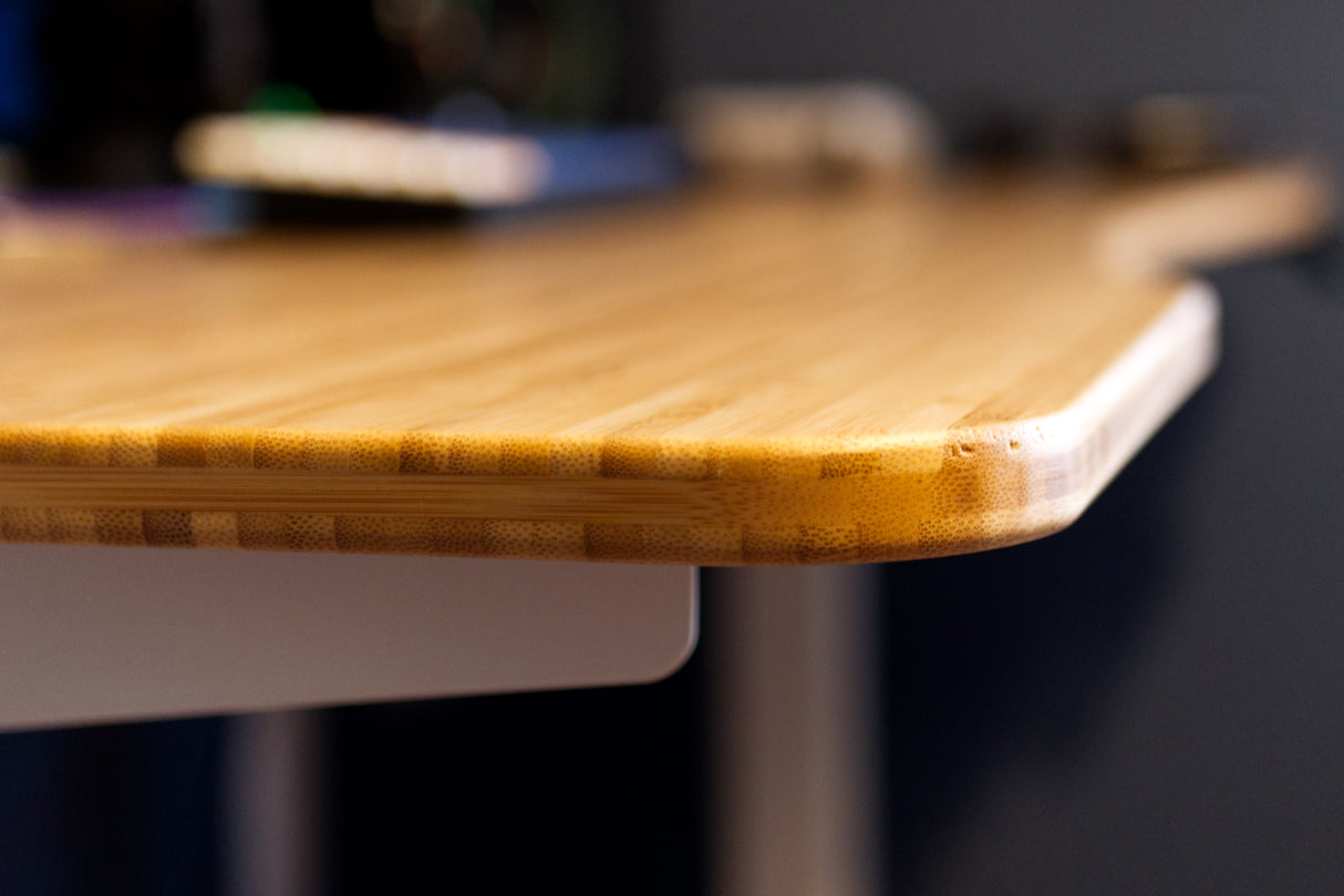 3 layer natural bamboo curved standing desk top for home and office