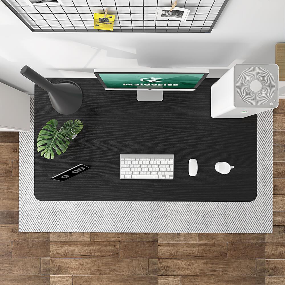 black standing desk 140x70cm home office view from top