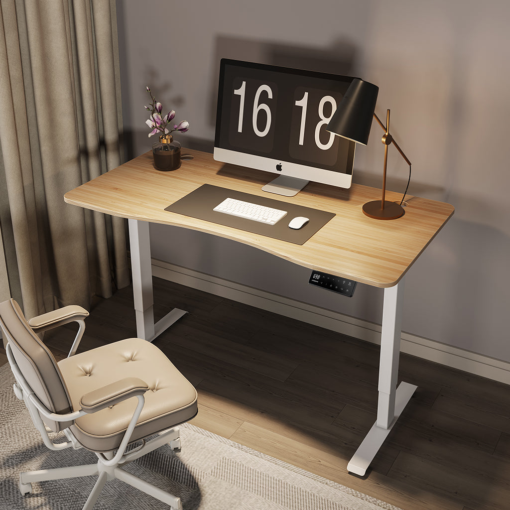 maidesite bamboo standing desk in the living room and study