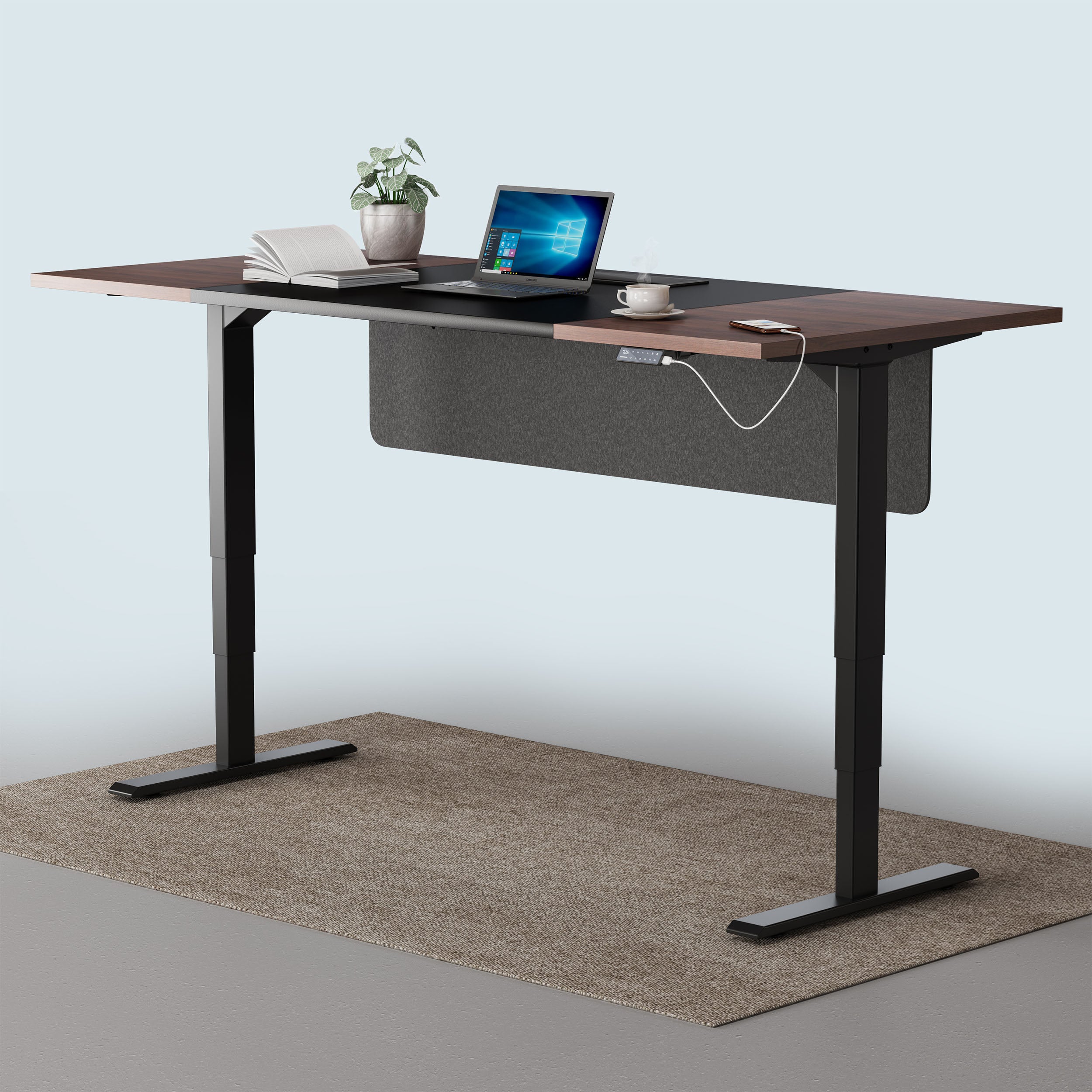 Maidesite black standing desk with 160cm tabletop for perfect sitting