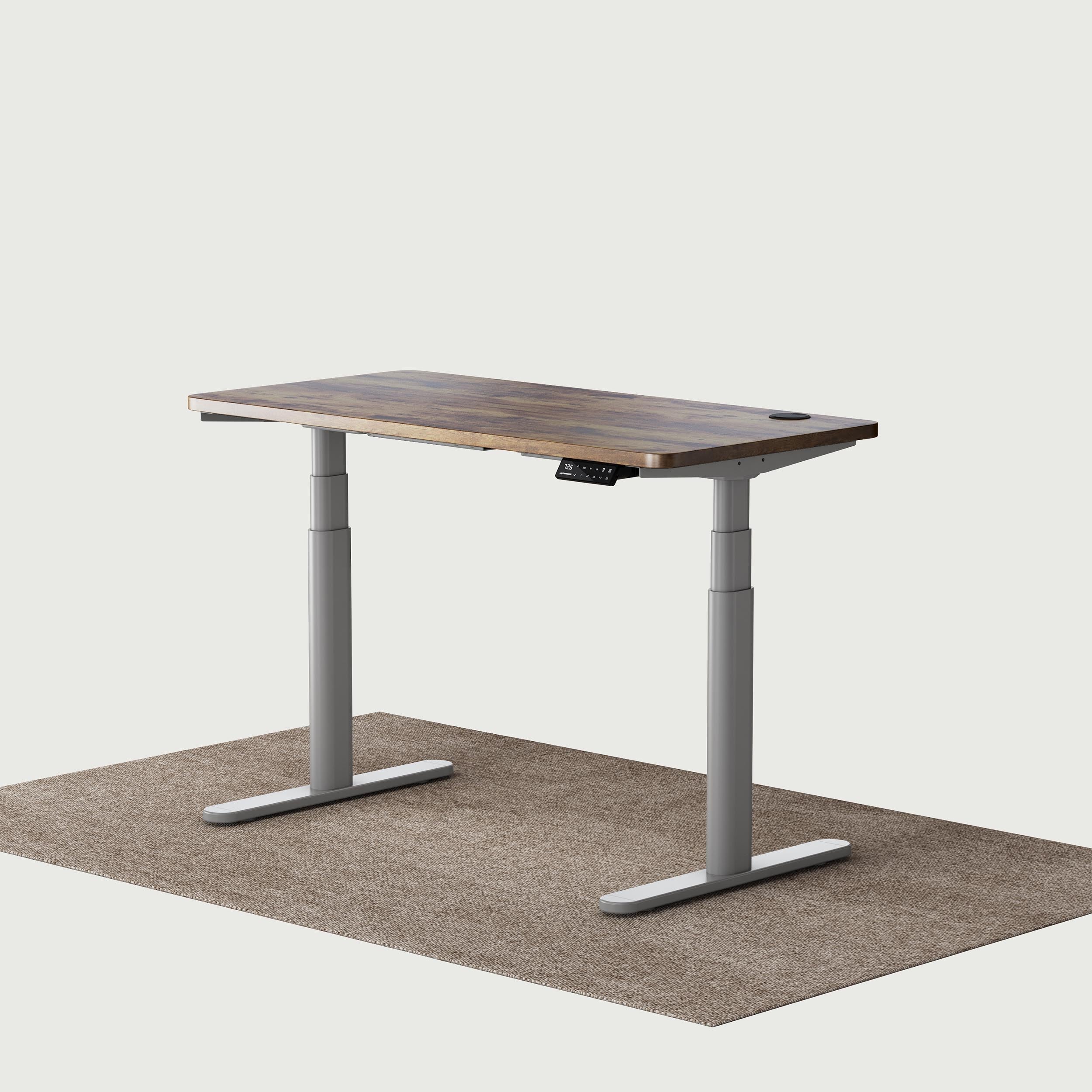TH2 Pro Plus grey oval electric standing desk frame with vintage 120x60 cm desktop