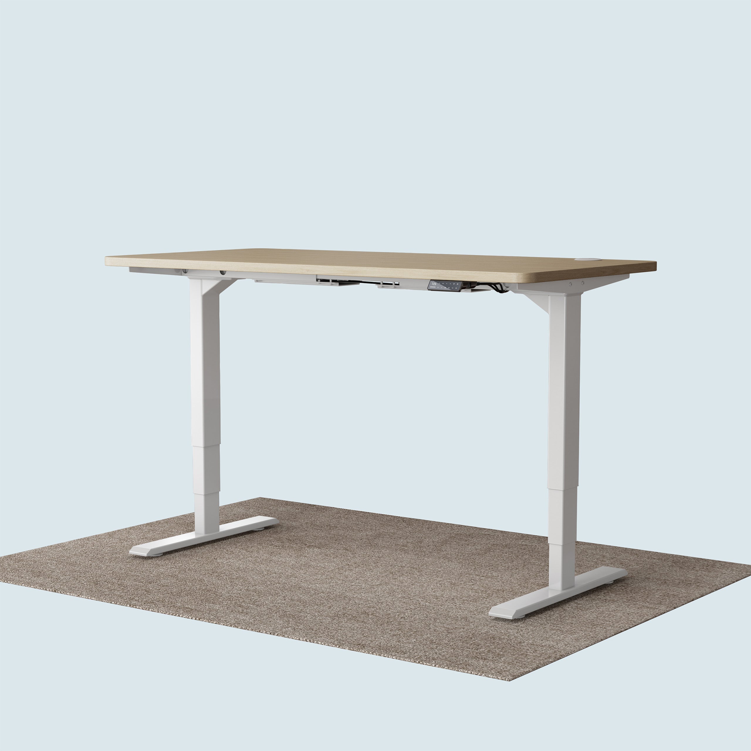 T2 Pro Plus height adjustable desk white frame and 140x70cm oak desktop