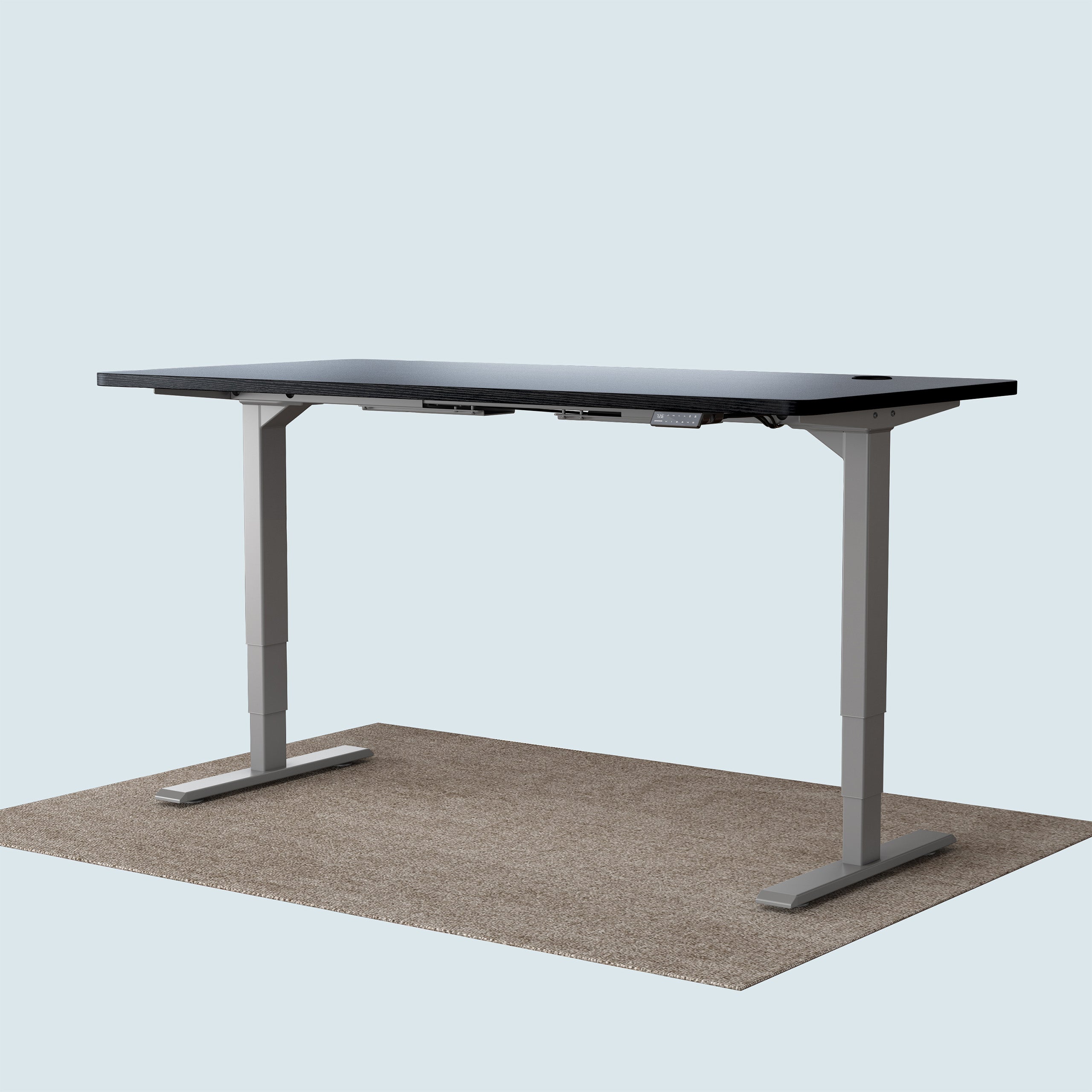T2 Pro Plus height adjustable desk grey frame and 160x80cm black desktop