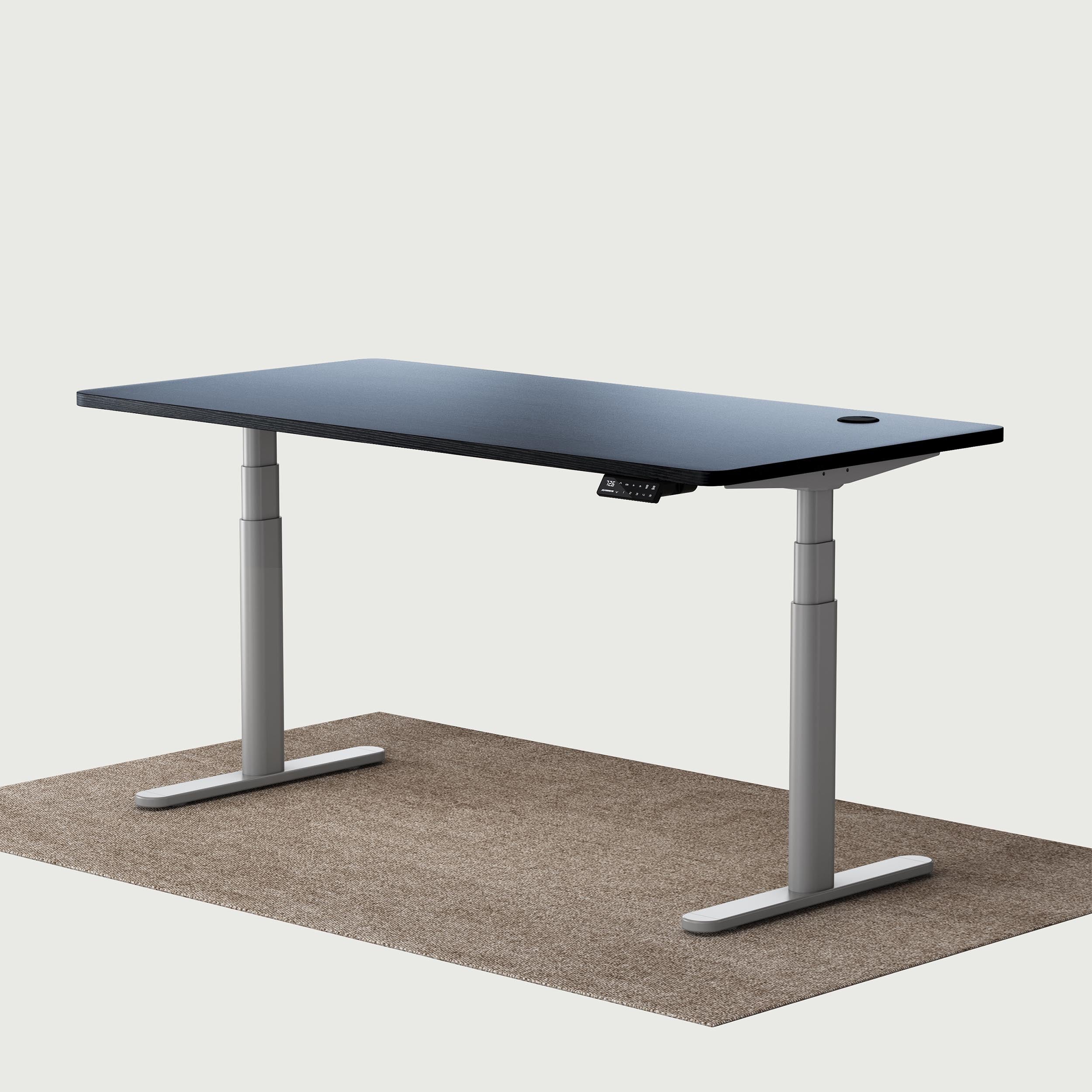TH2 Pro Plus grey oval electric standing desk frame with black  160x80 cm desktop