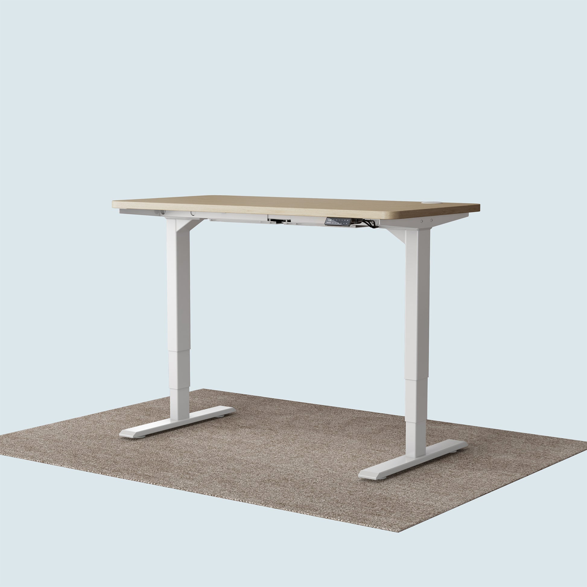 T2 Pro Plus height adjustable desk white frame and 120x60cm oak desktop