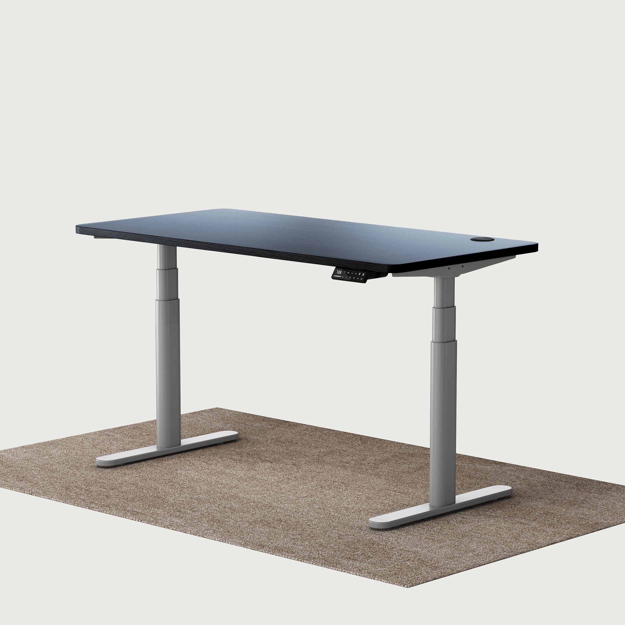 TH2 Pro Plus grey oval electric standing desk frame with black 140x70 cm desktop
