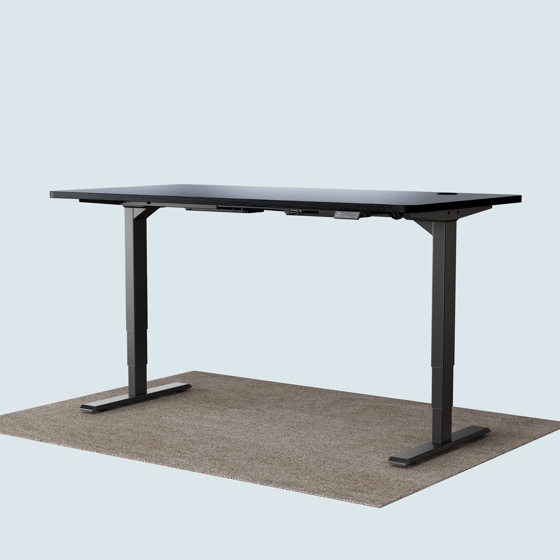 T2 Pro Plus height adjustable desk black frame and 160x80cm black desktop