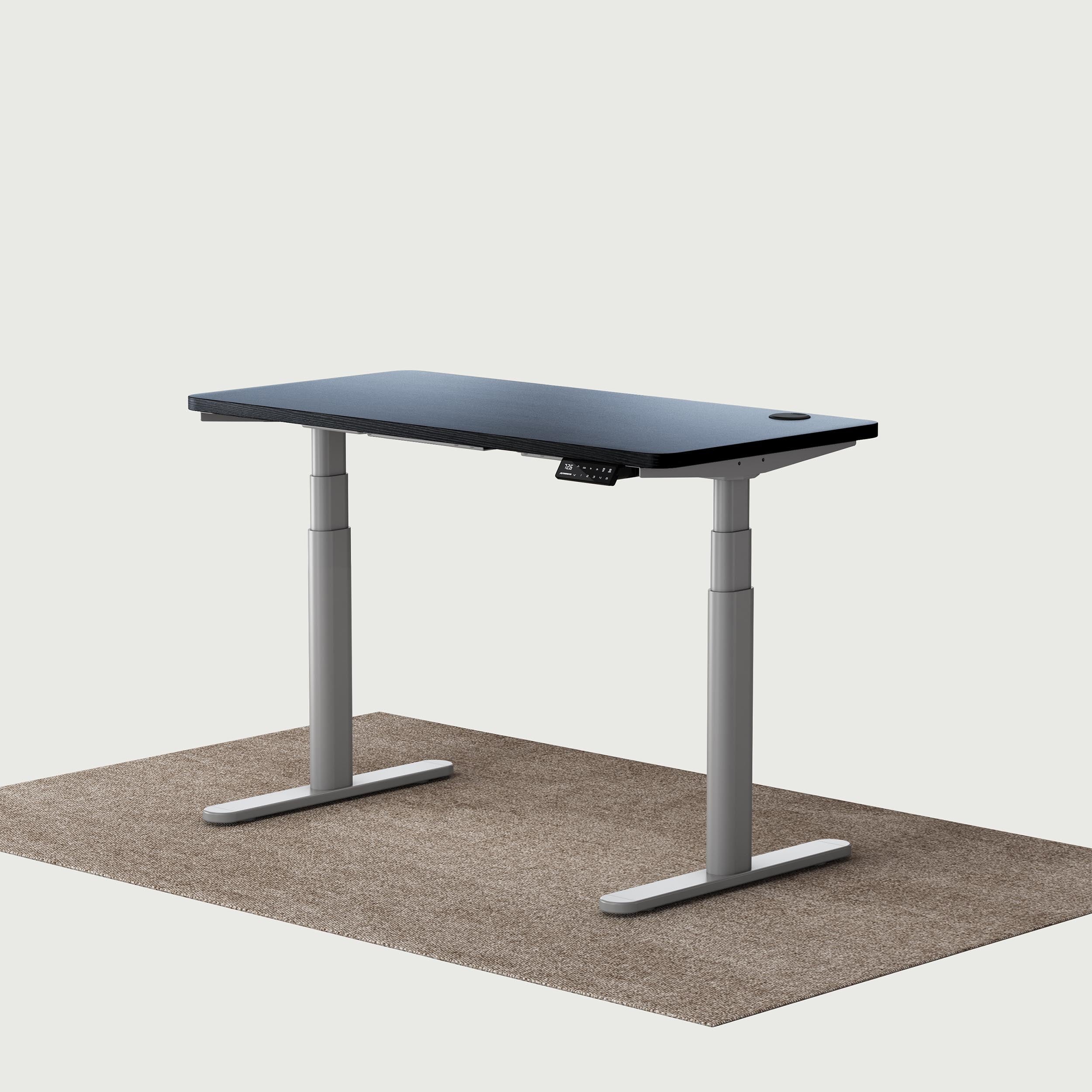 TH2 Pro Plus grey oval electric standing desk frame with black 120x60 cm desktop