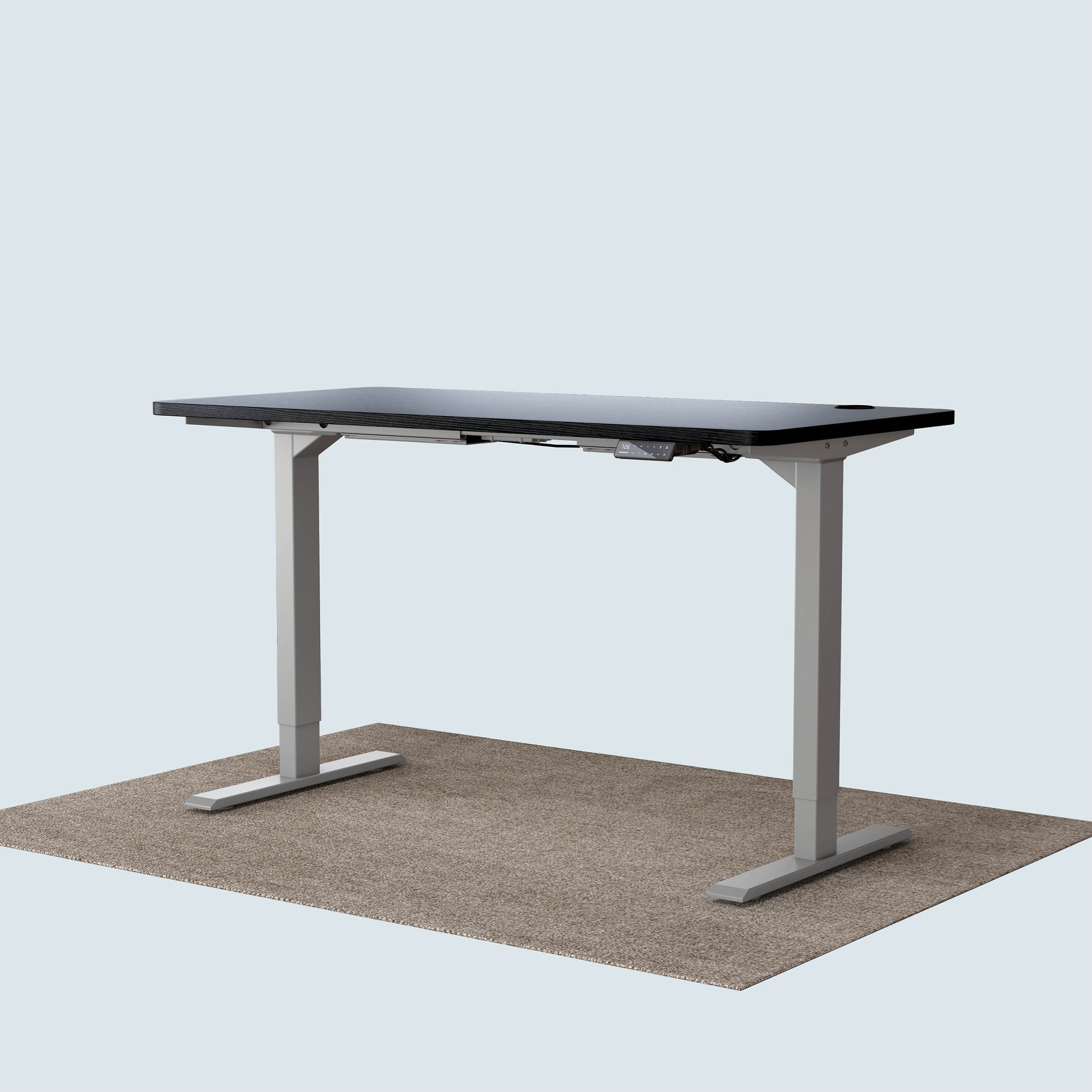Maidesite T2 Pro standing desk grey frame and 140x70cm black desktop