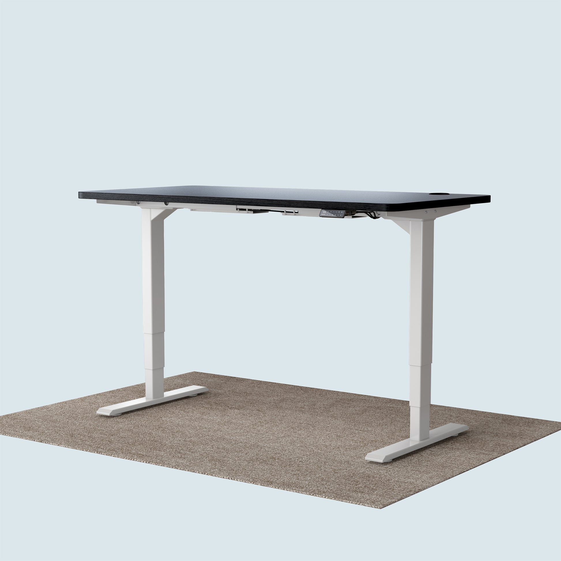 T2 Pro Plus height adjustable desk white frame and 140x70cm black desktop