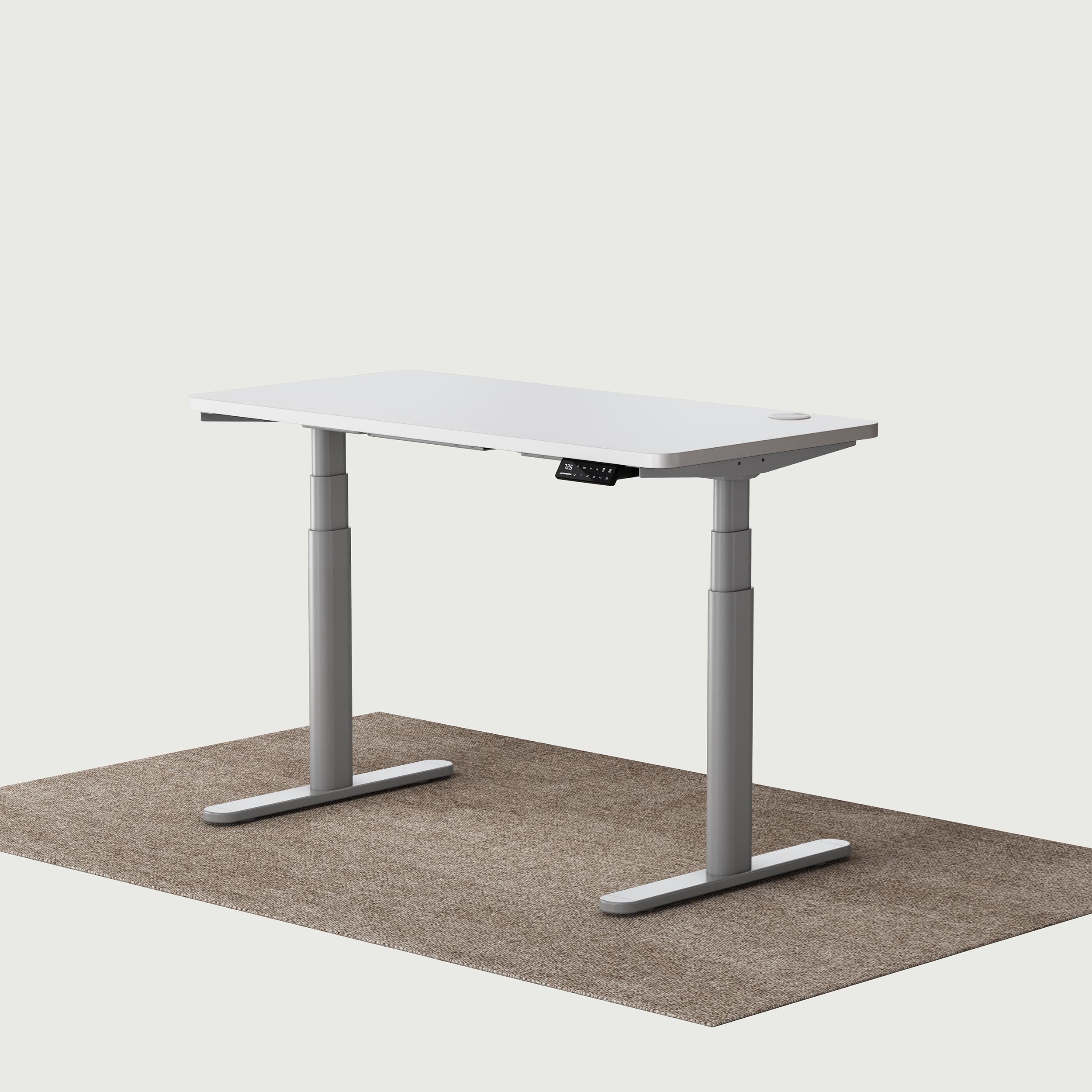 TH2 Pro Plus grey oval electric standing desk frame with white 120x60 cm desktop