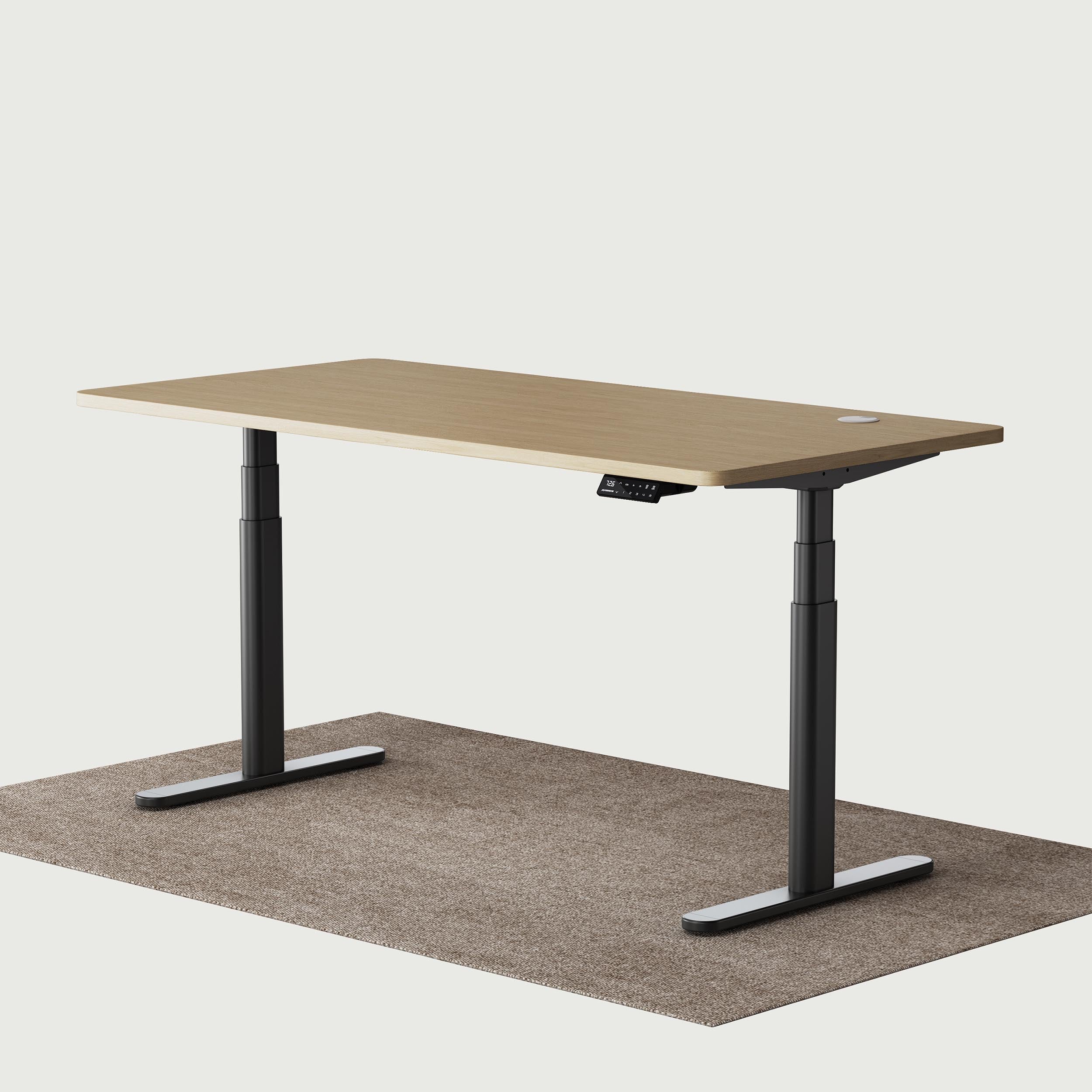TH2 Pro Plus black oval electric standing desk frame with oak 160x80 cm desktop
