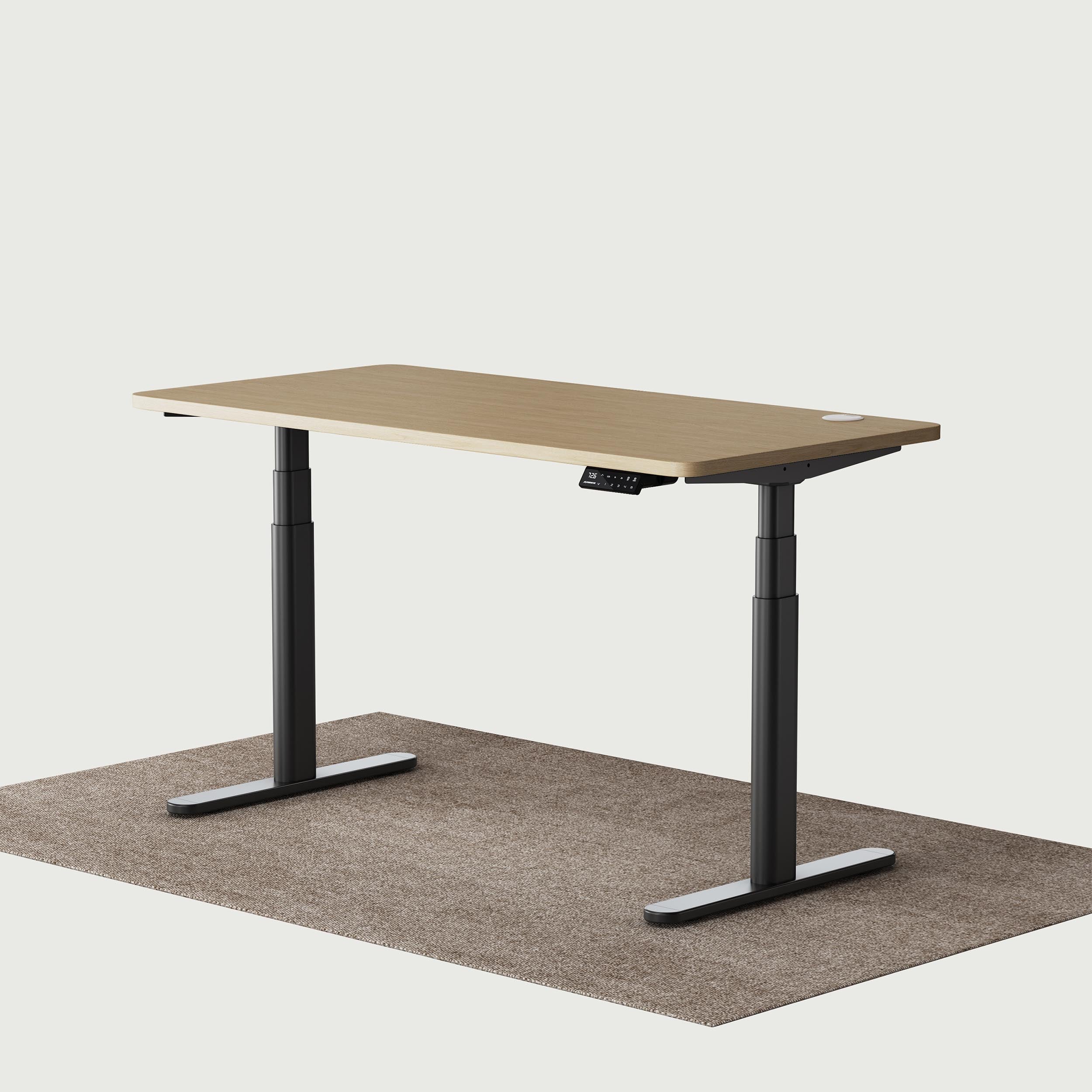 TH2 Pro Plus black oval electric standing desk frame with oak 140x70 cm desktop