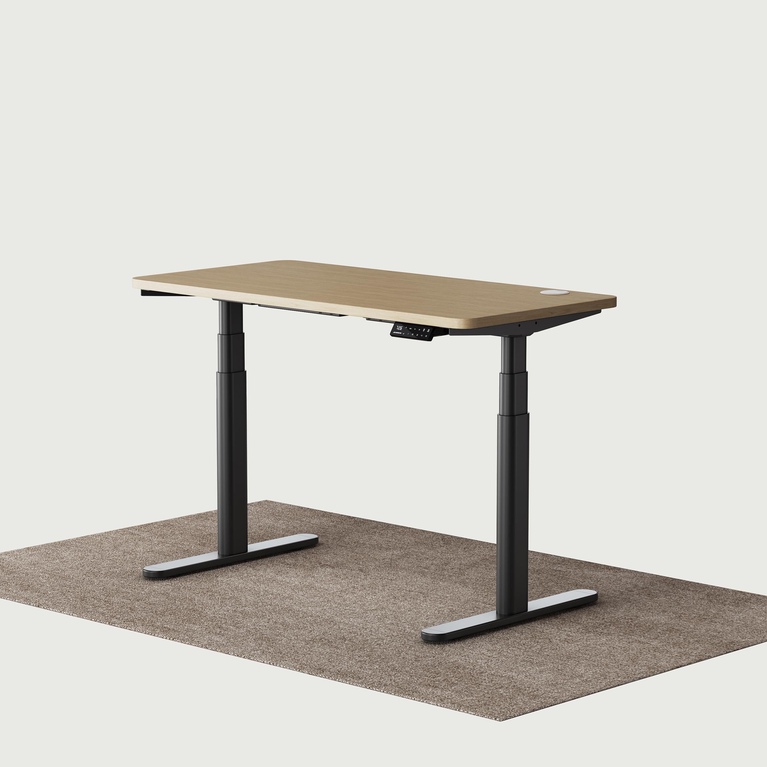 TH2 Pro Plus black oval electric standing desk frame with oak 120x60 cm desktop