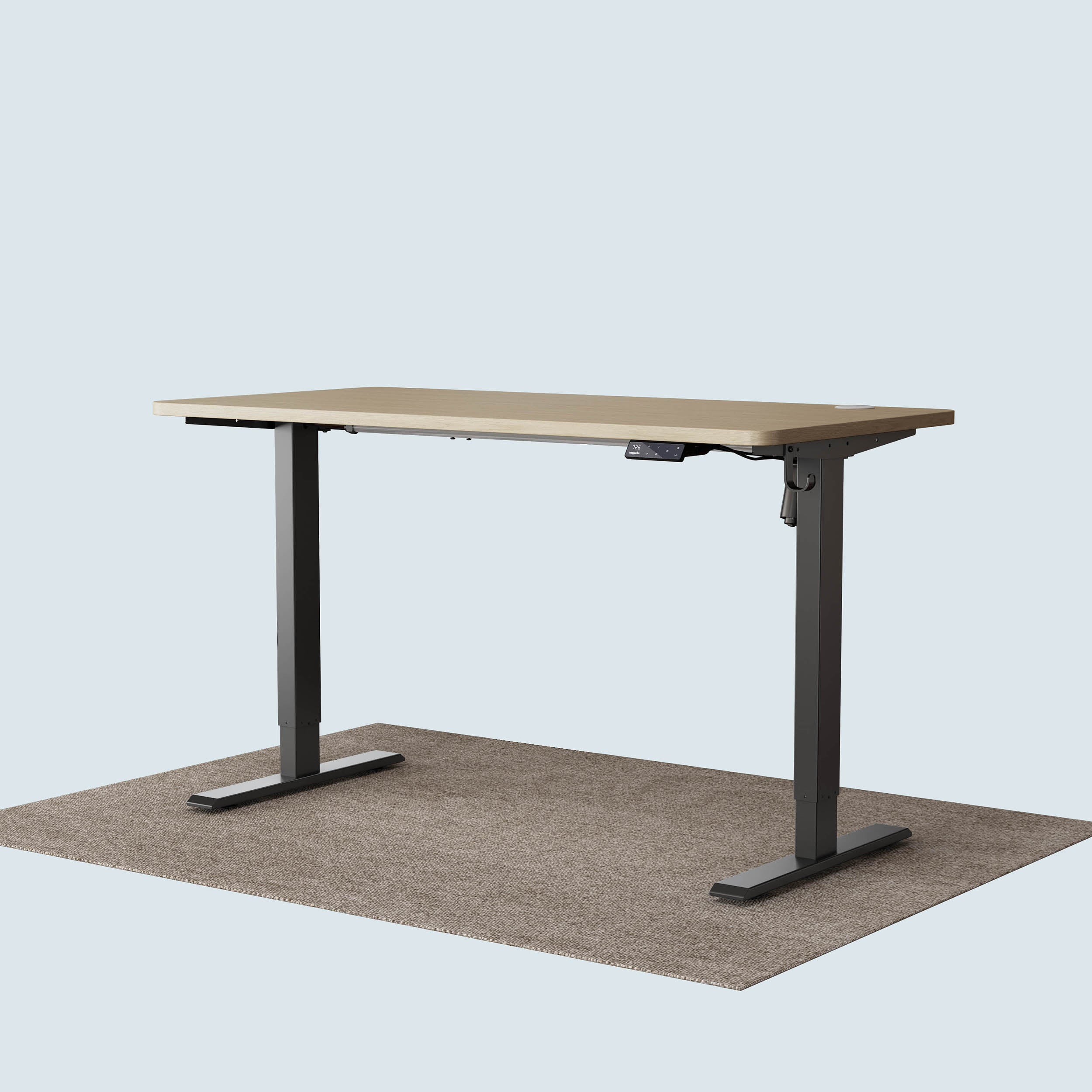 Maidesite T1 Basic standing desk black frame and 140x70cm oak desktop
