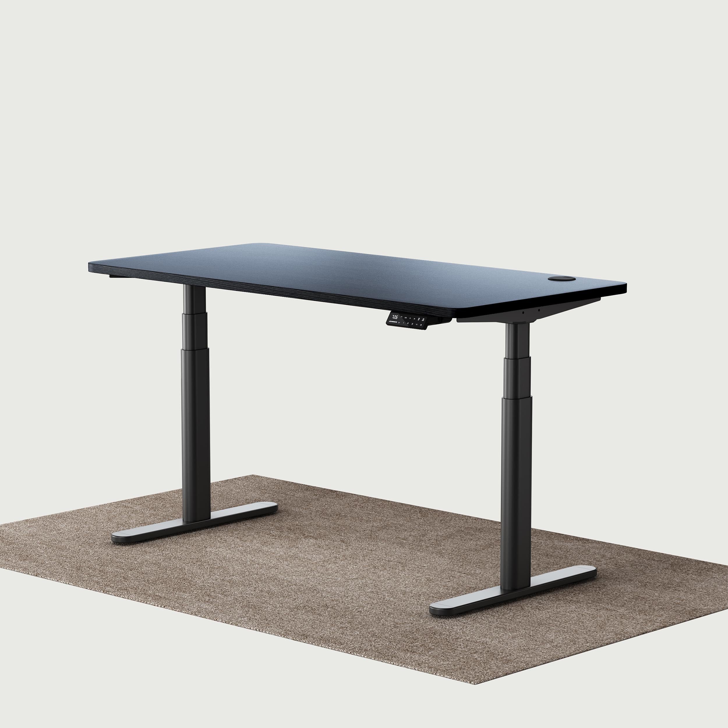 TH2 Pro Plus black oval electric standing desk frame with black 140x70 cm desktop