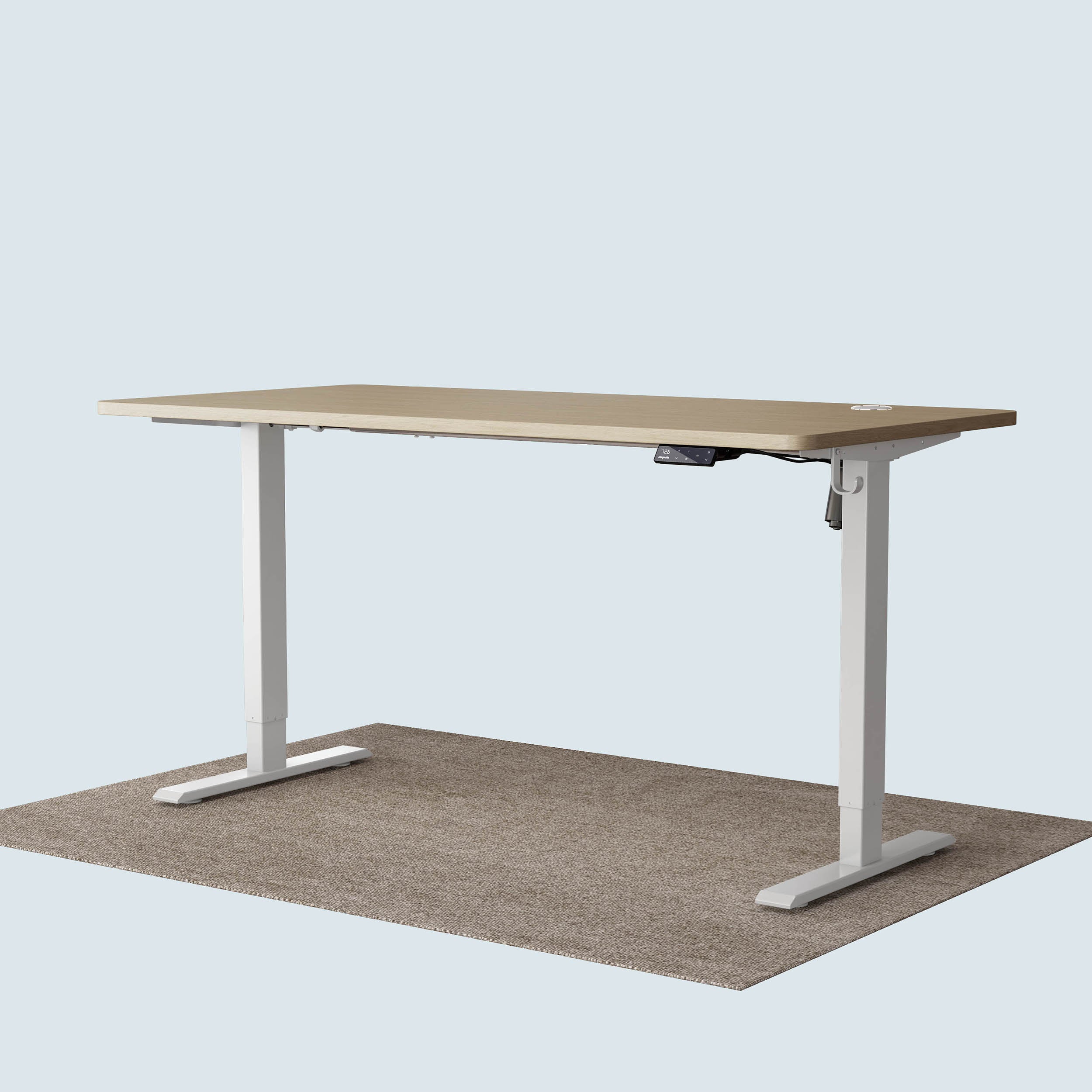 Maidesite T1 Basic standing desk white frame and 160x80cm oak desktop