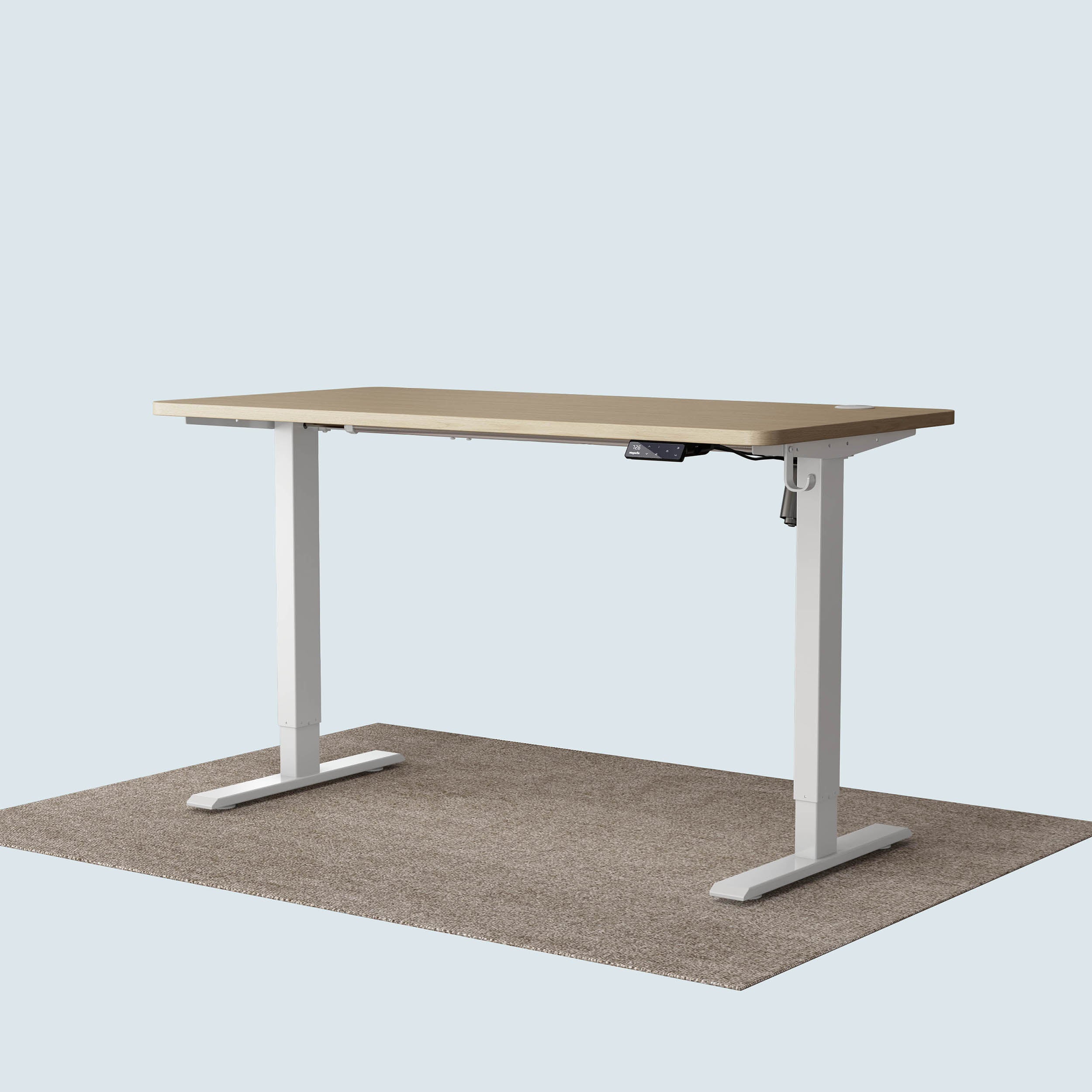 Maidesite T1 Basic standing desk white frame and 140x70cm oak desktop