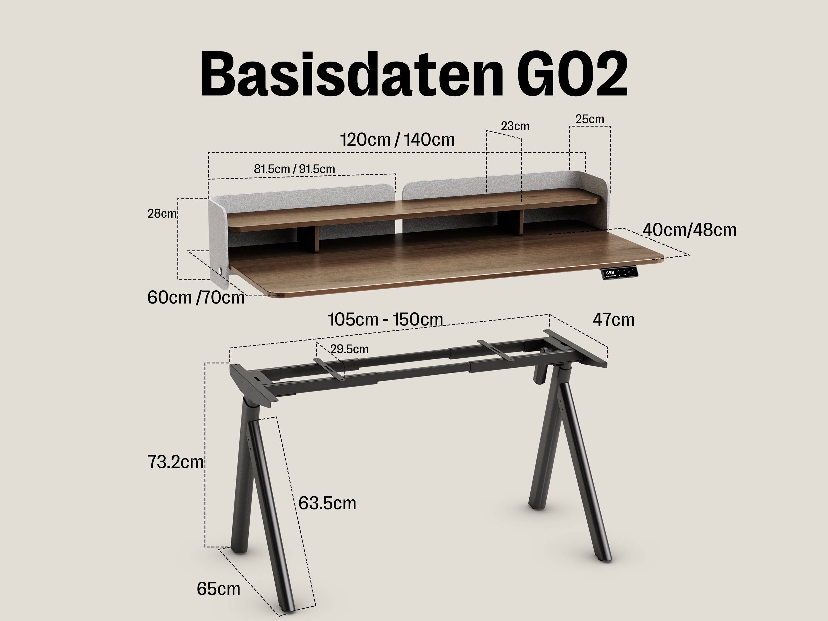 Maidesite ArborLift Height-Adjustable Electric Desk, 120 x 60 / 140 x 70 cm with USB-C Connection