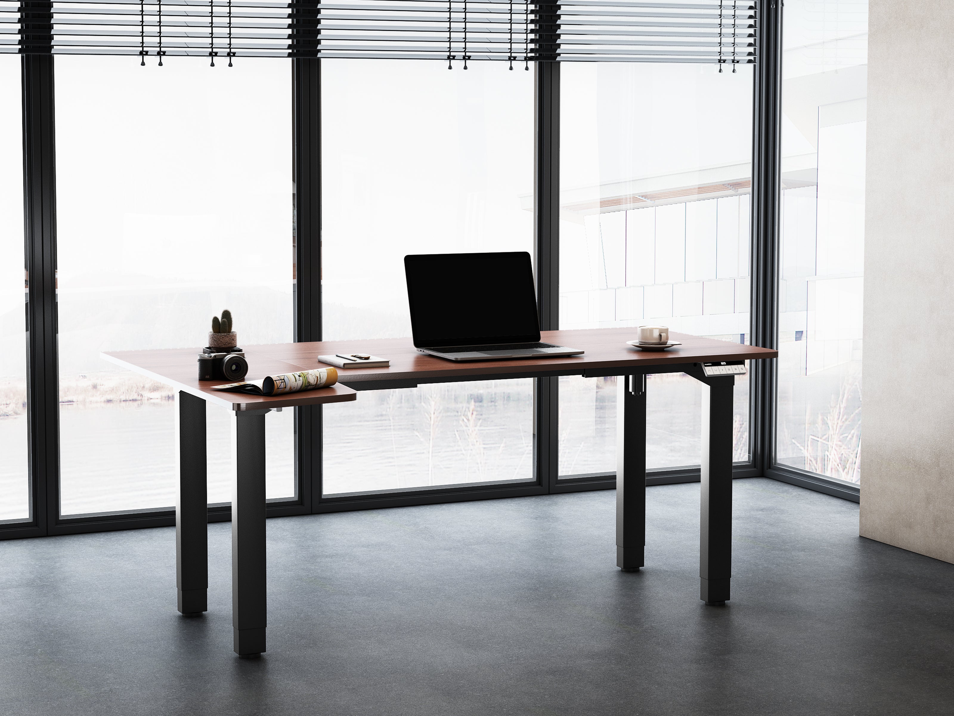 Maidesite Canvas 4 leg standing desk L shape corner desk