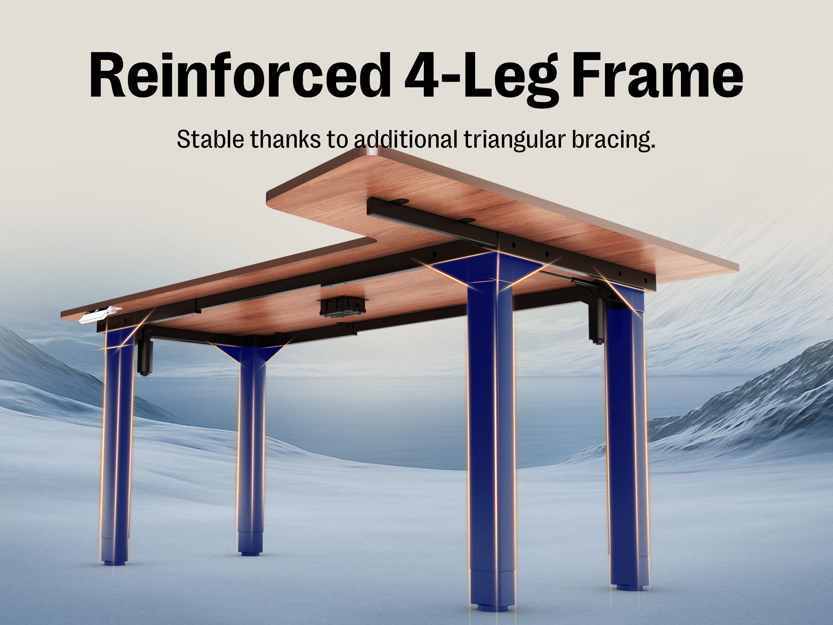Maidesite Canvas 4 leg standing desk L shape corner desk