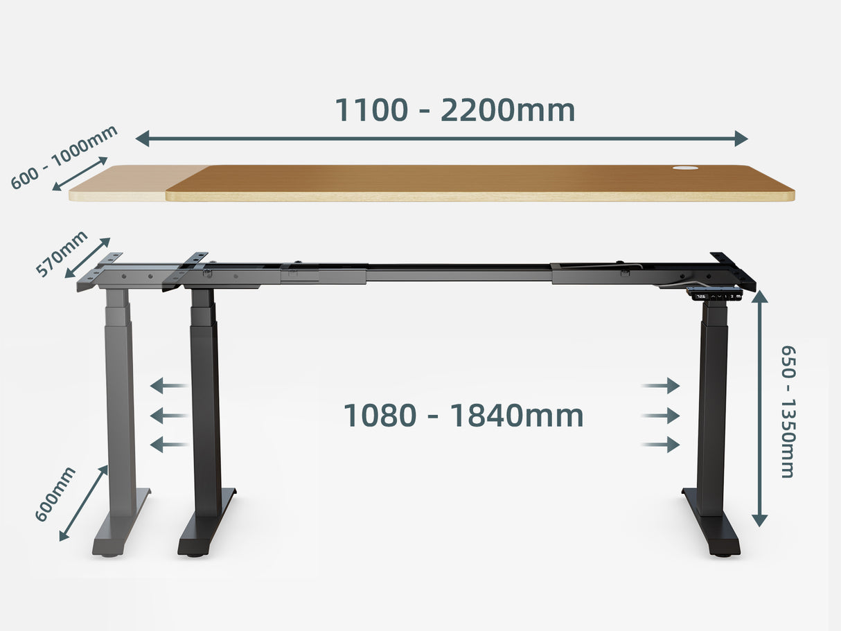 Maidesite T2 Pro Max - Electric Height-Adjustable Desk Frame