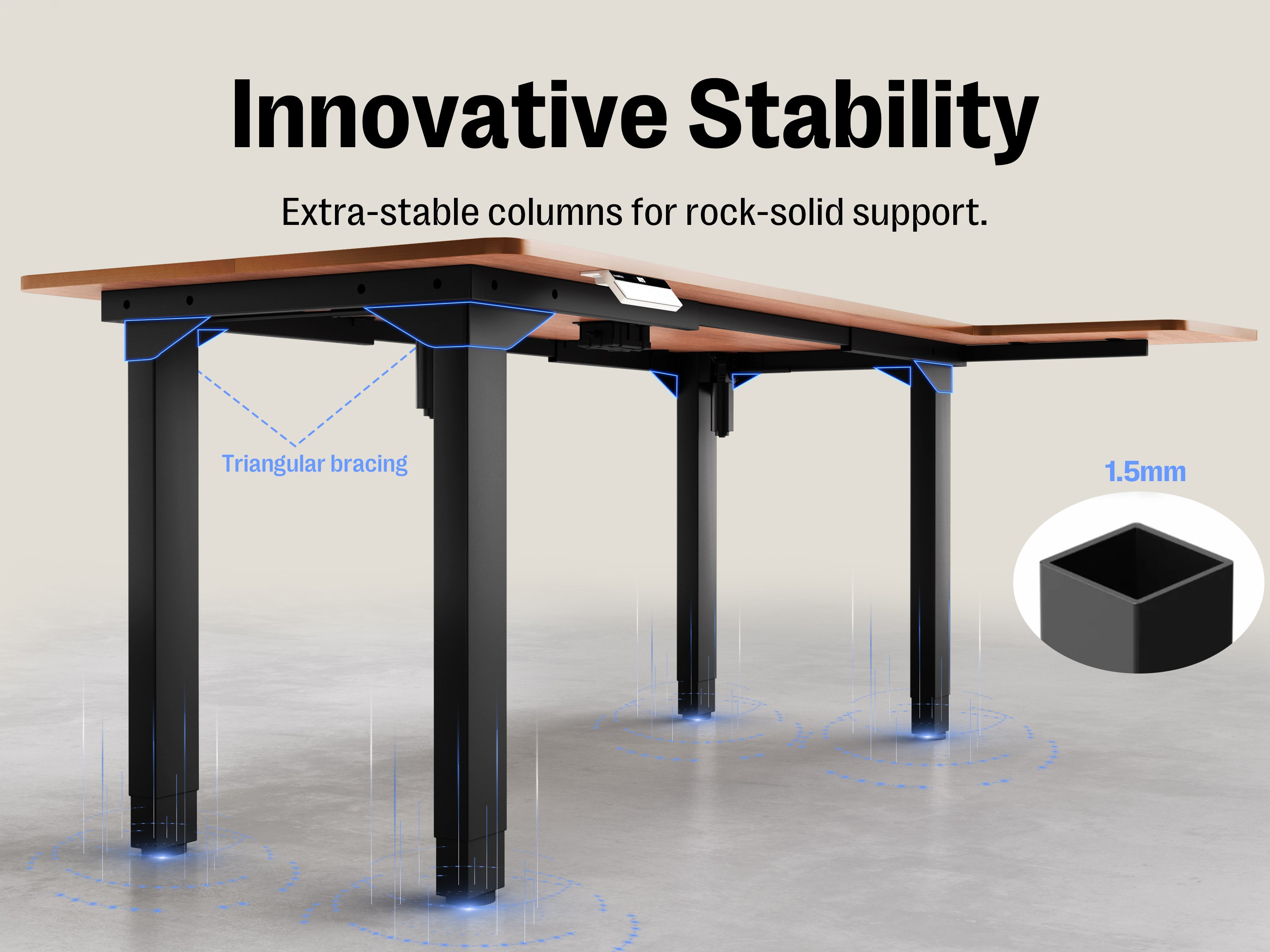 Maidesite Canvas 4 leg standing desk L shape corner desk