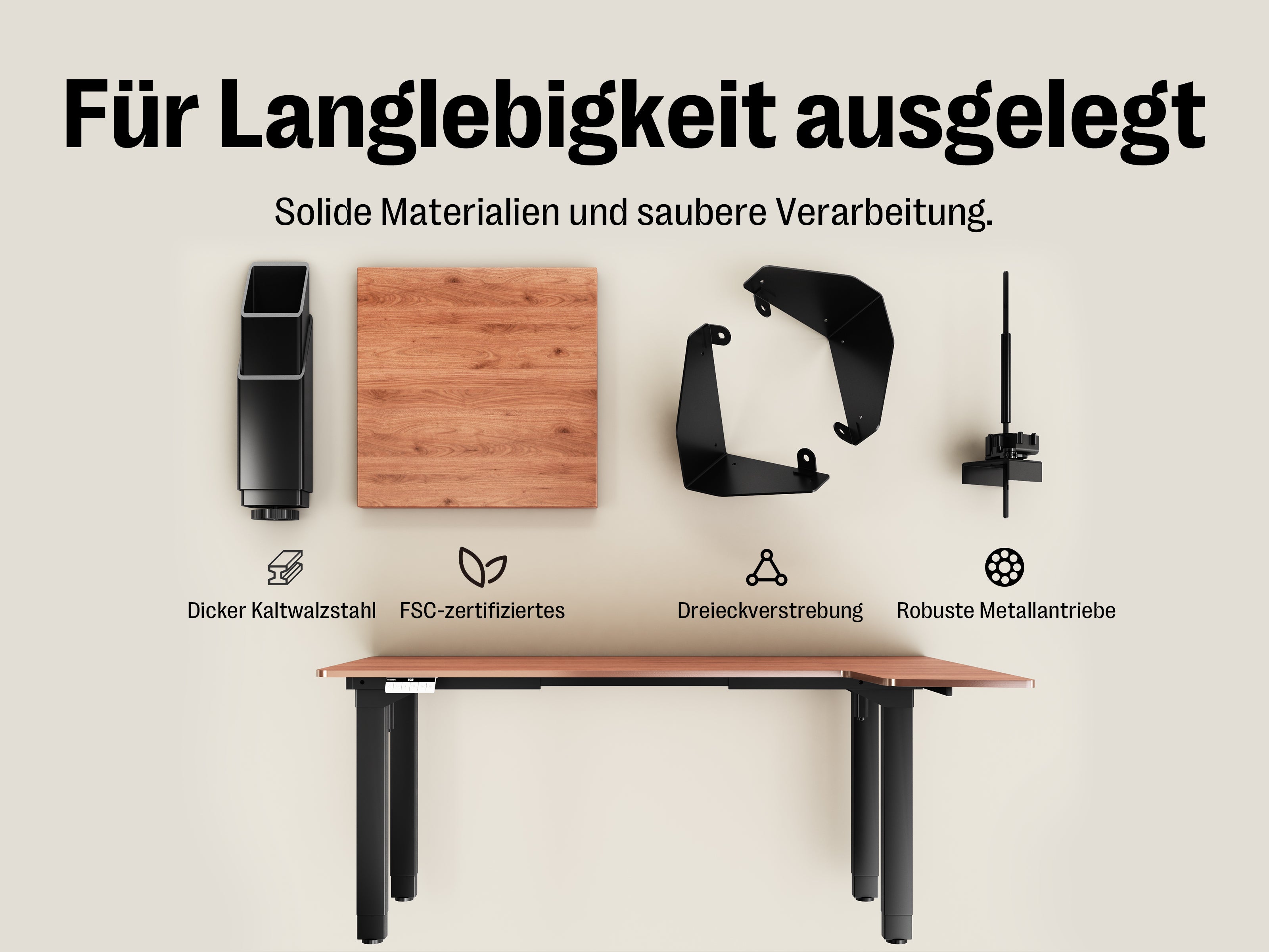 Maidesite Canvas 4 leg standing desk L shape corner desk