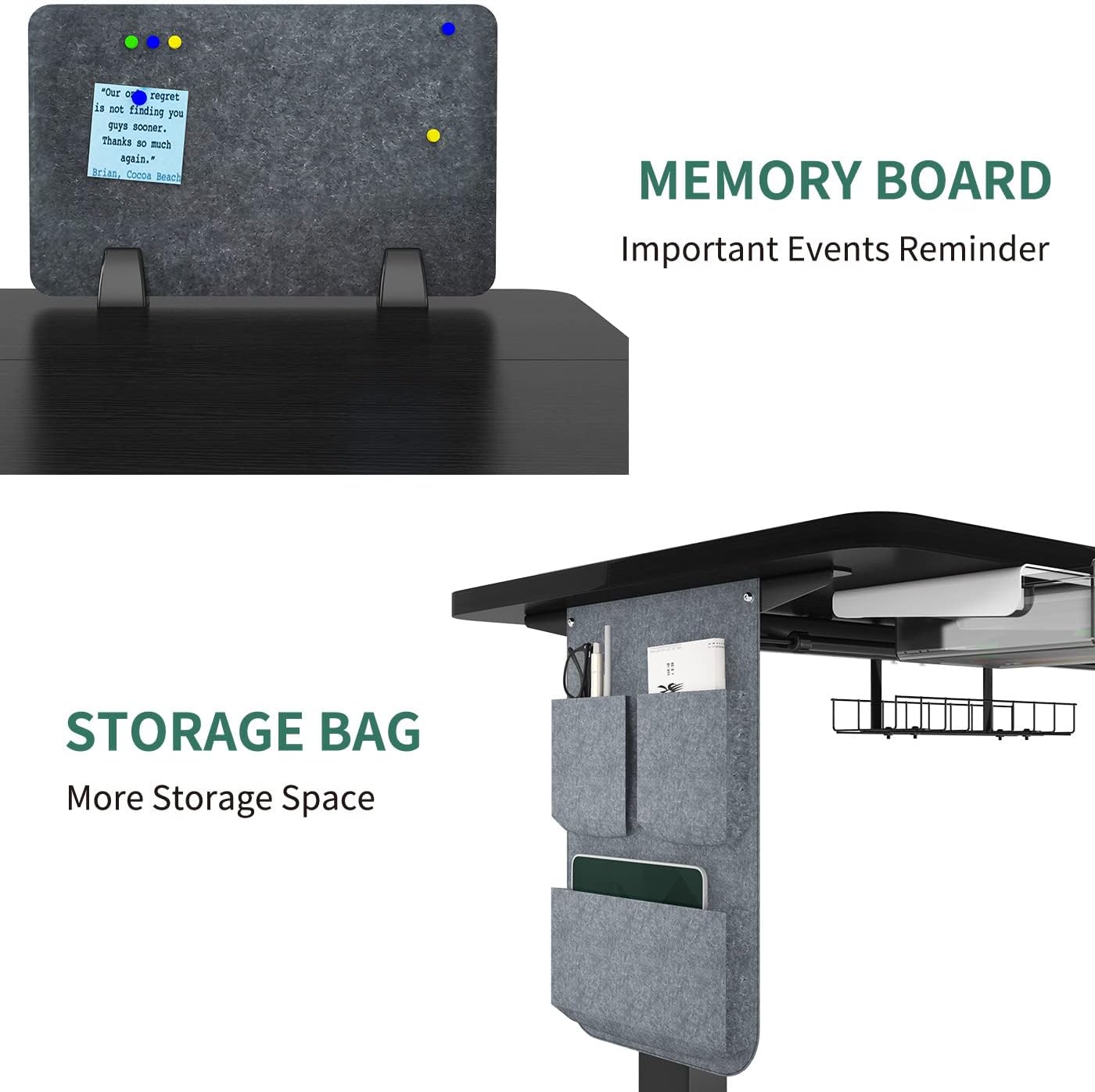 Maidesite desk comes with memory board and storage bag