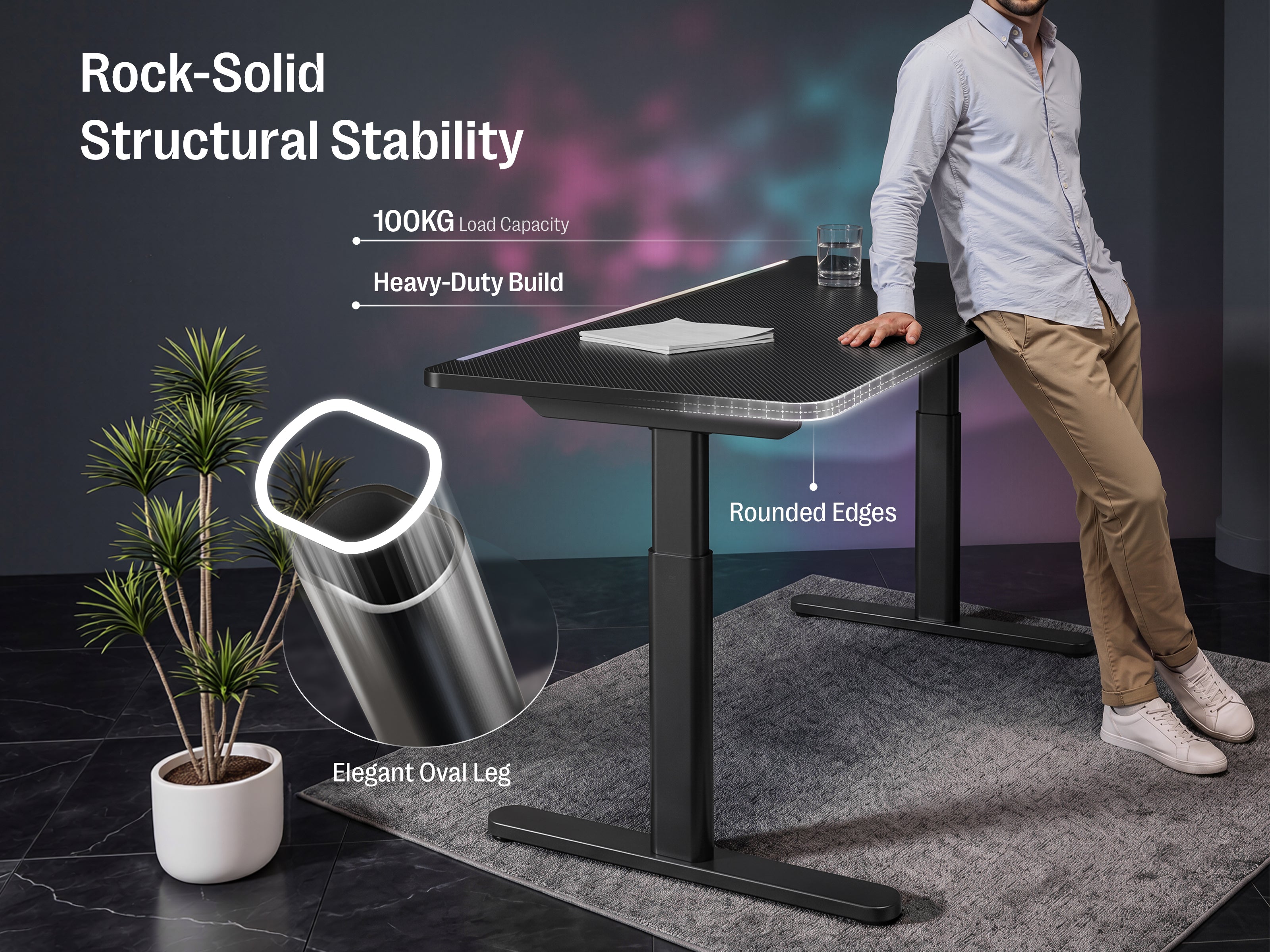 Maidesite Rainbow - Smart Standing Desk with RGB Light Strip