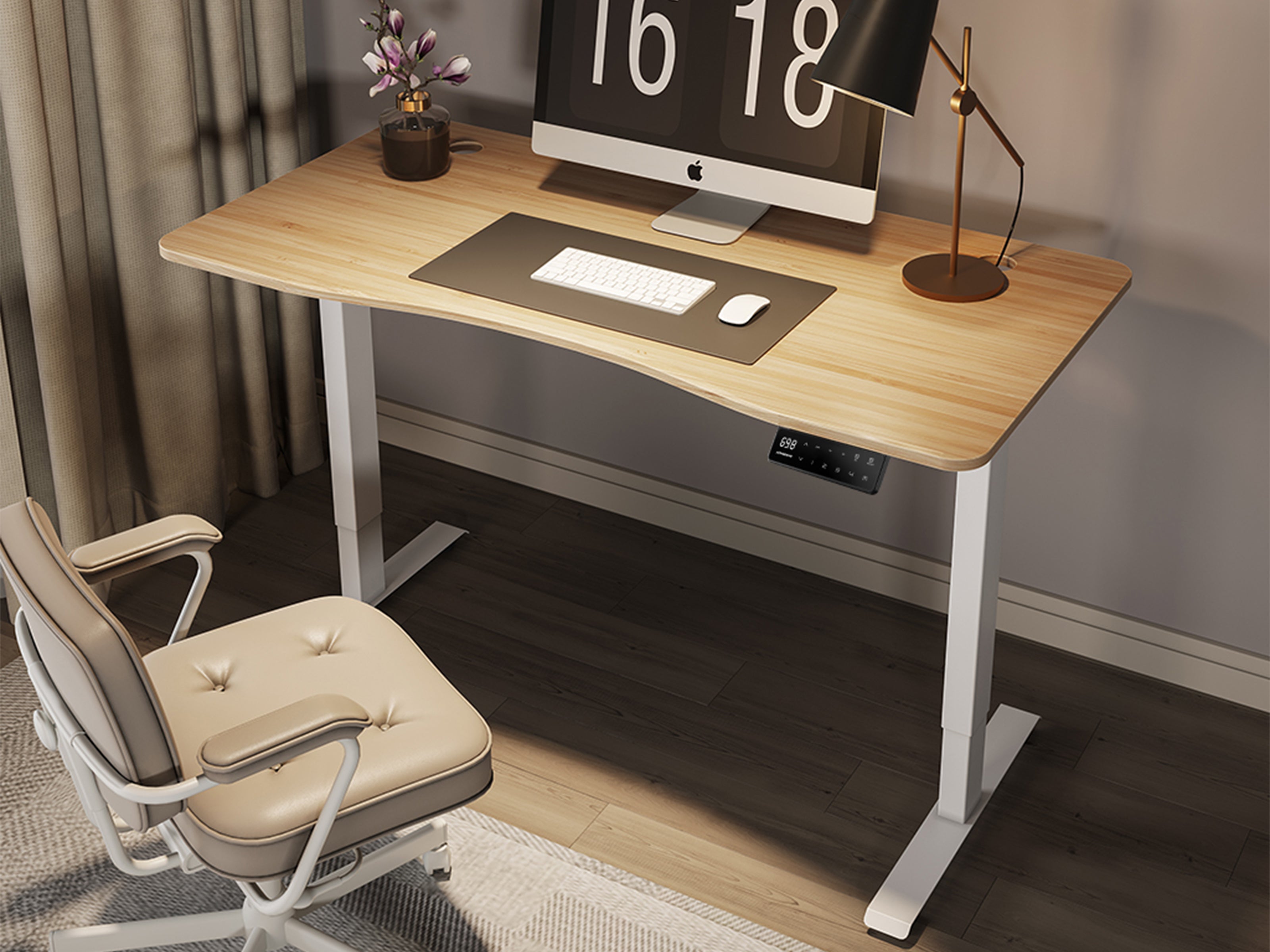 Maidesite S2B Pro - Natural Bamboo Top Electric Standing Desk 140X70 cm