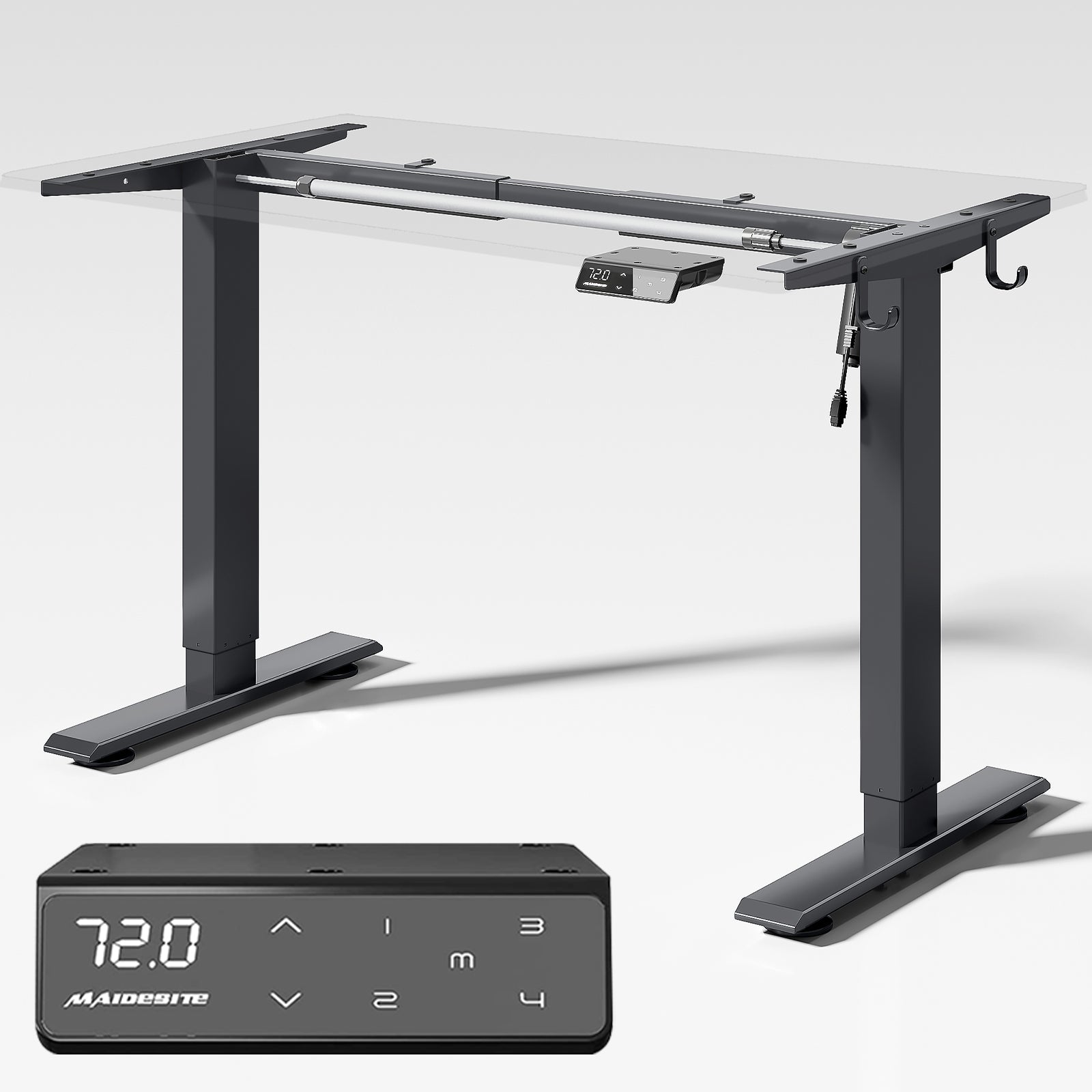Maidesite T1 Basic - Electric Standing Desk Black Frame sit stand desk leg