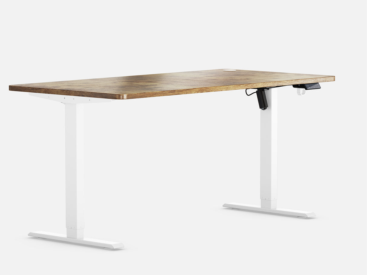 Maidesite T1 Basic standing desk white and vintage 140cm tabletop