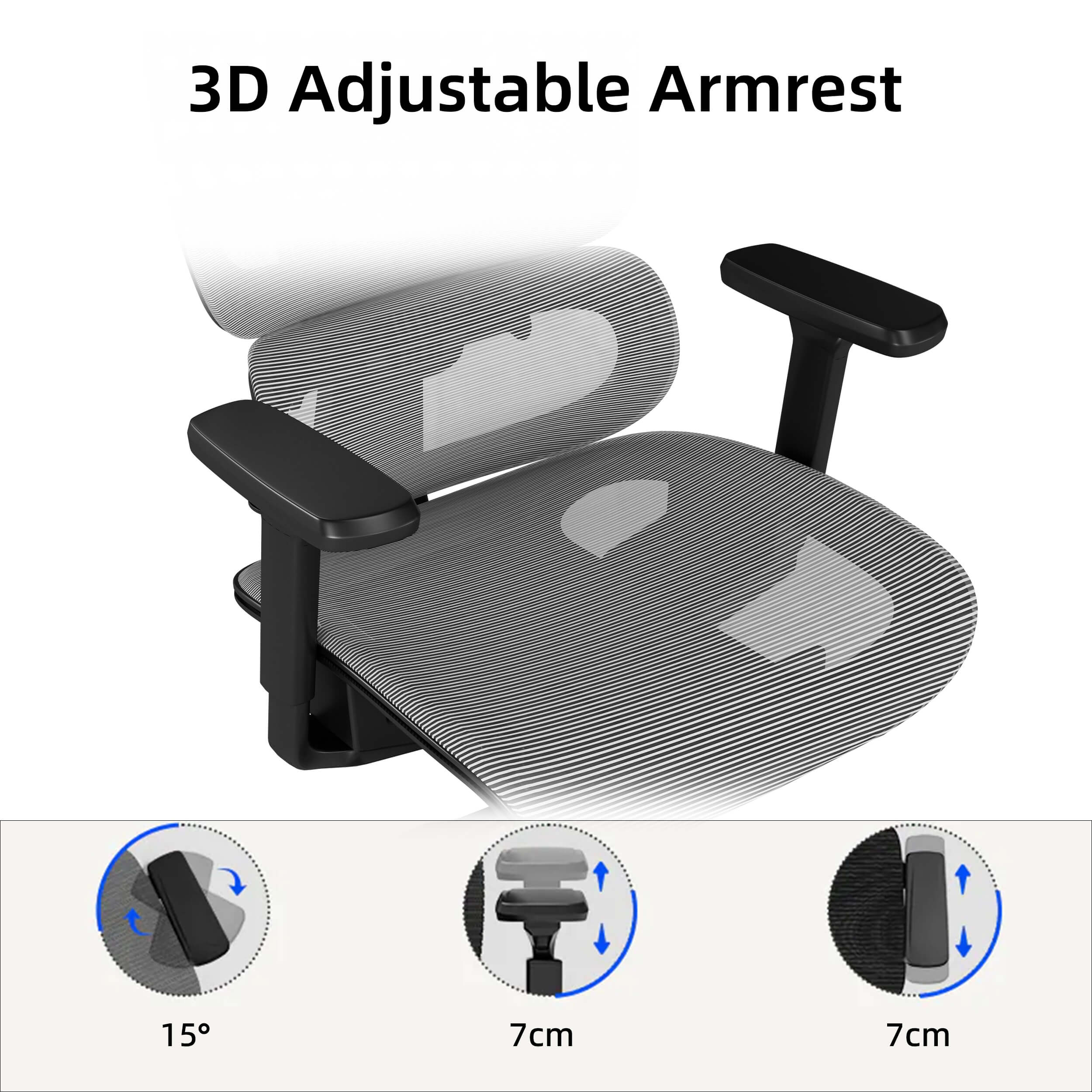 Maidesite black mesh office chair with 3D adjustable armrest