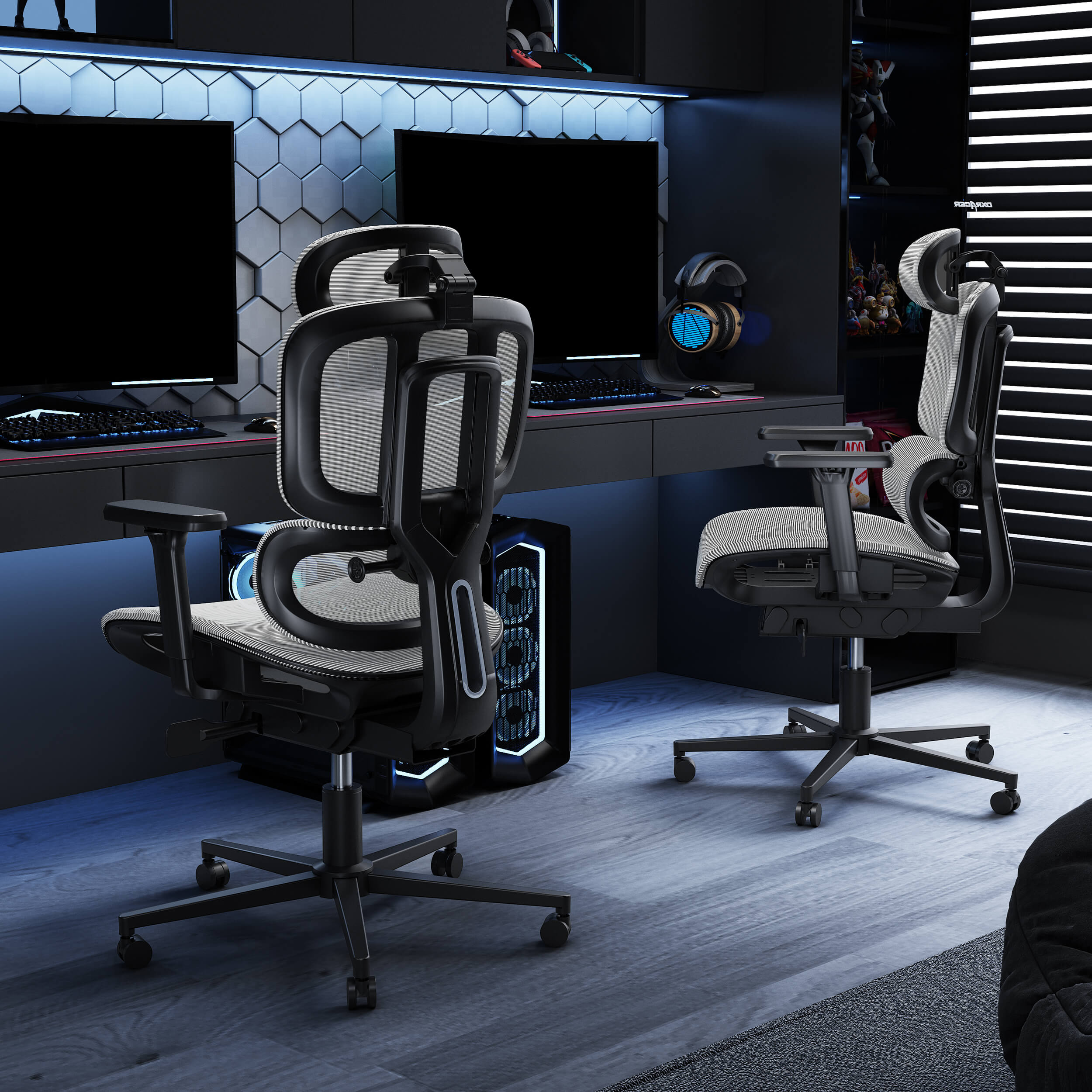 Maidesite multifunction mesh ergonomic office chair EC2 with back support and headrest