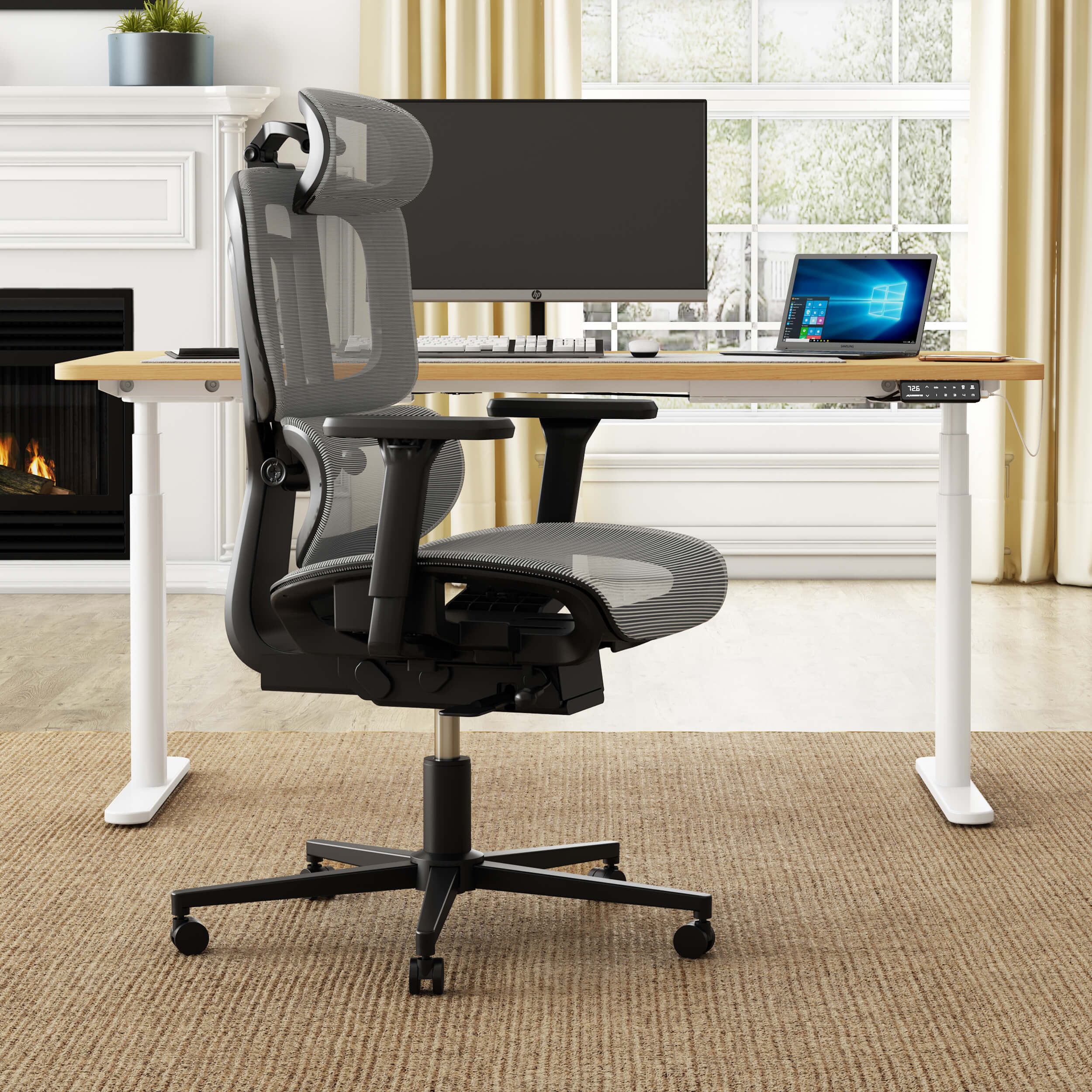 Maidesite multifunction mesh ergonomic office chair EC2 with back support and headrest