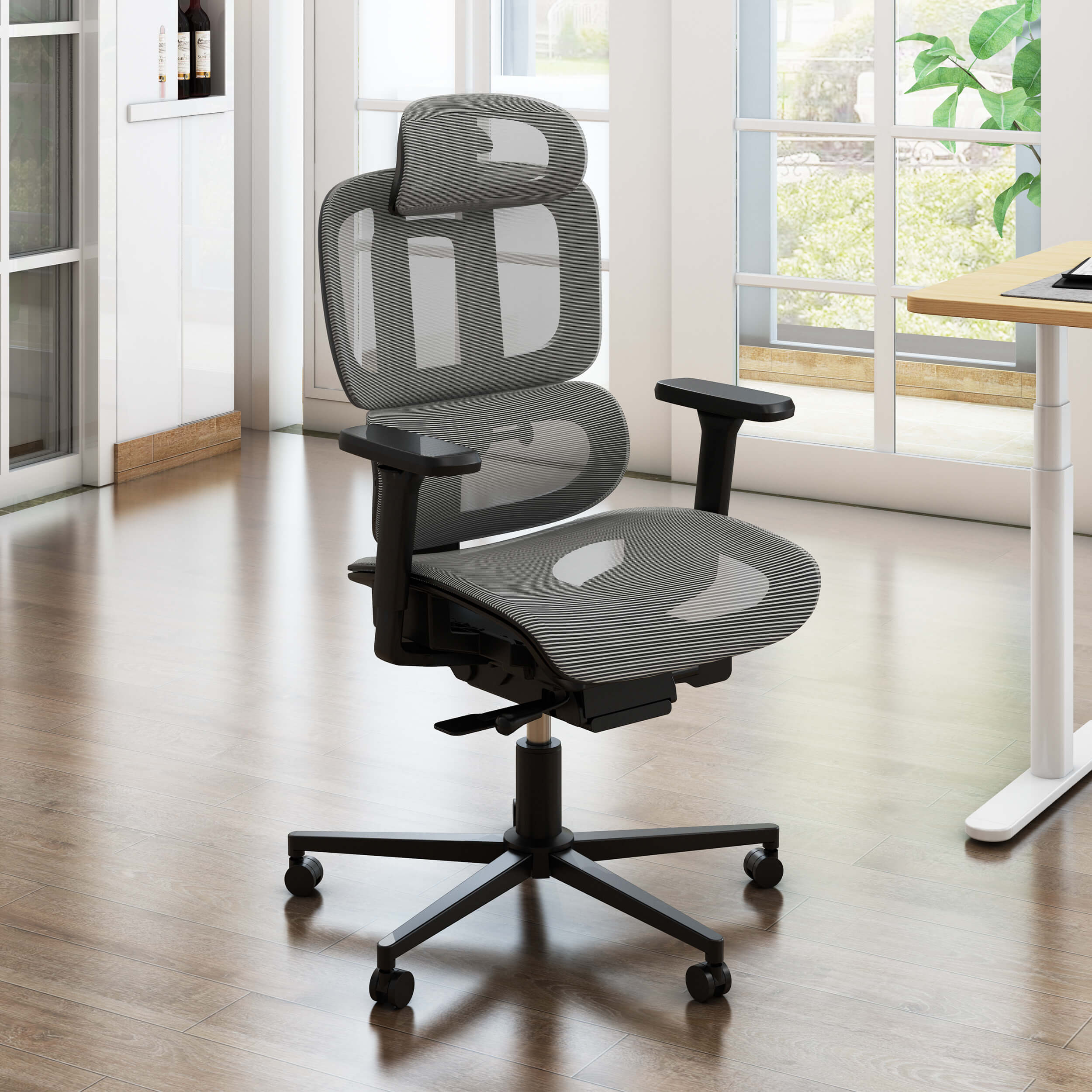 Maidesite multifunction mesh ergonomic office chair EC2 with back support and headrest
